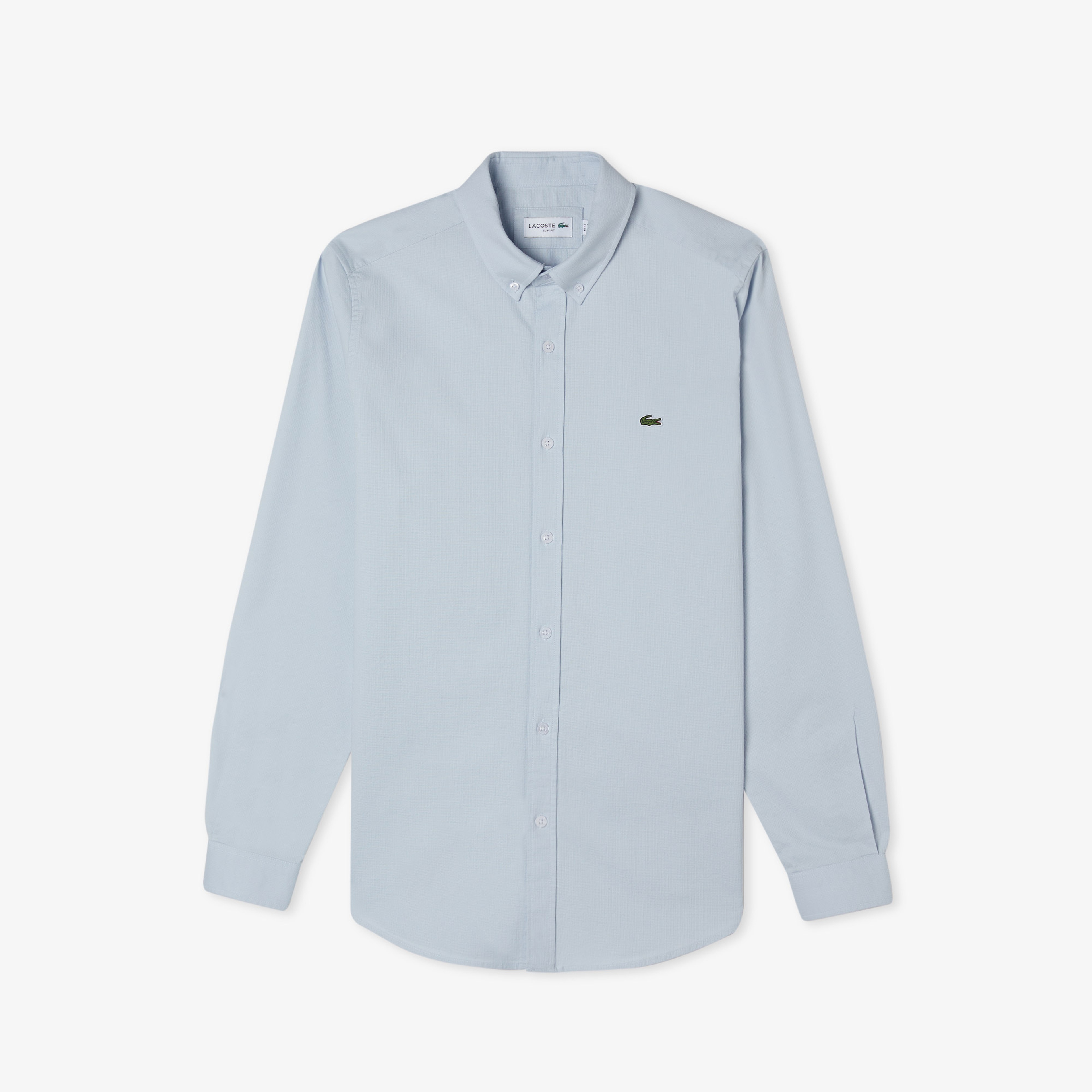 Lacoste Erkek Slim Fit Düğmeli Yaka Organik Pamuk Mavi Gömlek