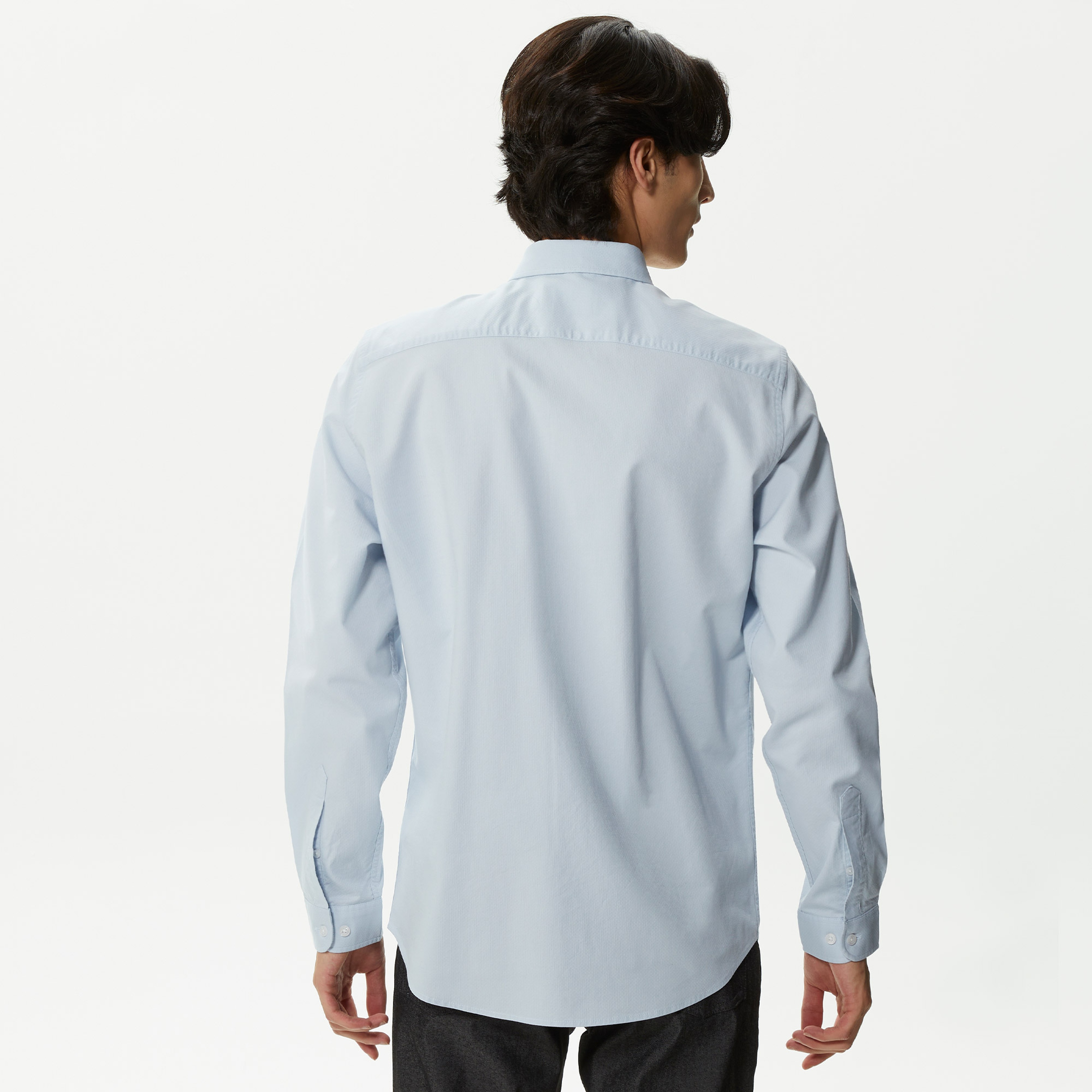 Lacoste Erkek Slim Fit Düğmeli Yaka Organik Pamuk Mavi Gömlek