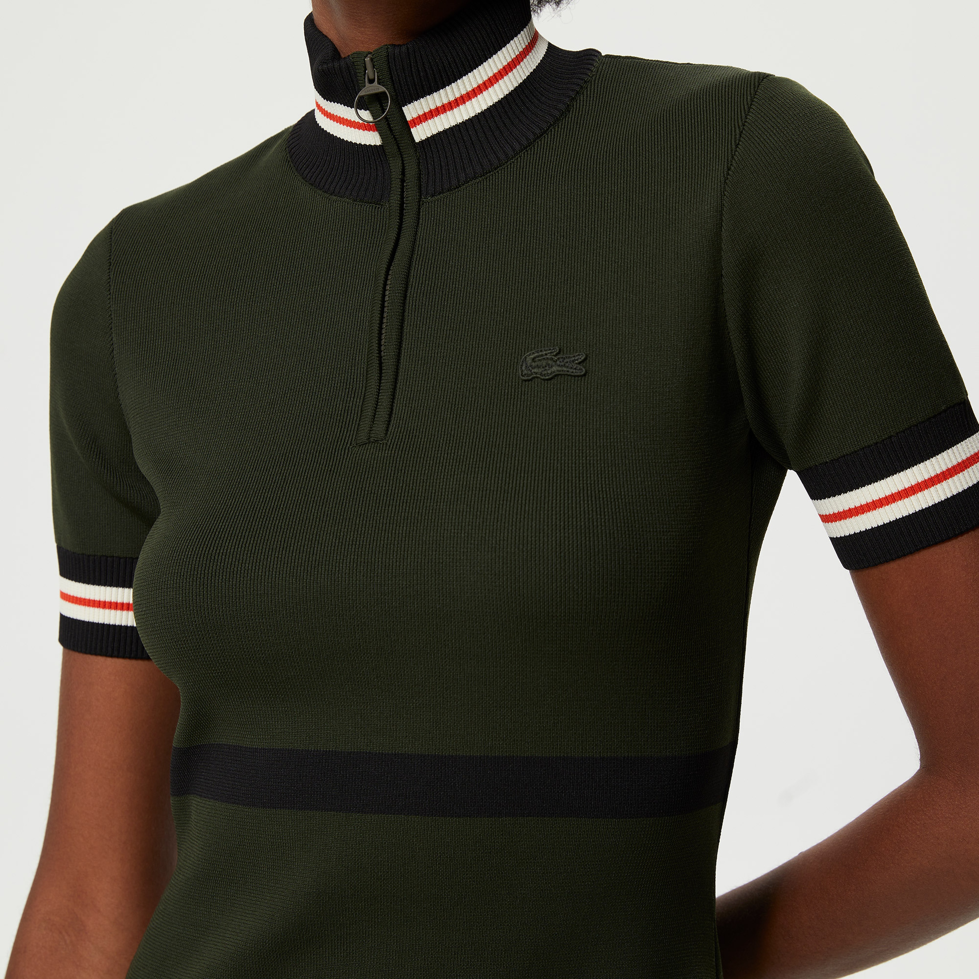 Kadın Flare Fit Renk Bloklu Haki Elbise