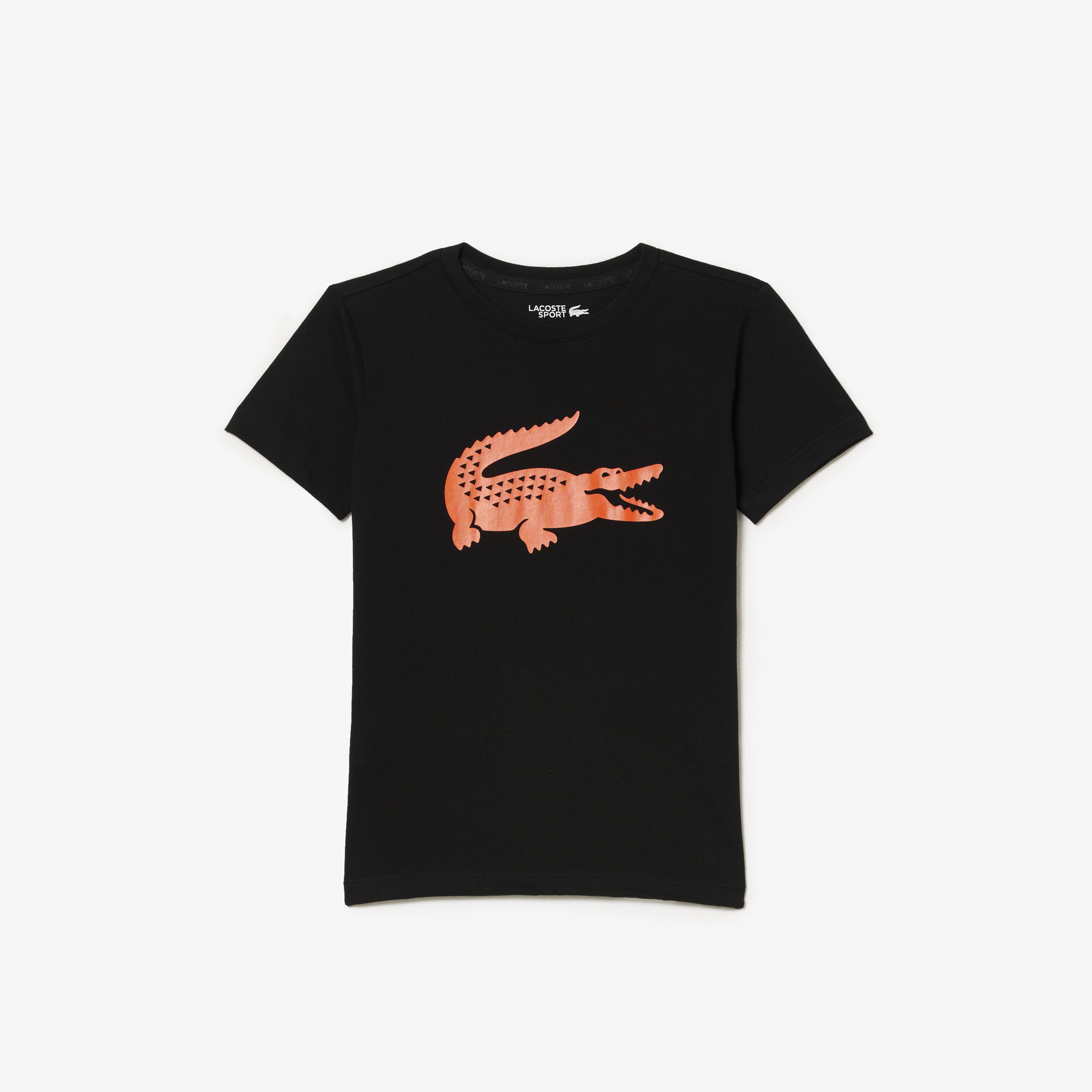 Lacoste SPORT Erkek Çocuk Bisiklet Yaka Baskılı Siyah T-Shirt