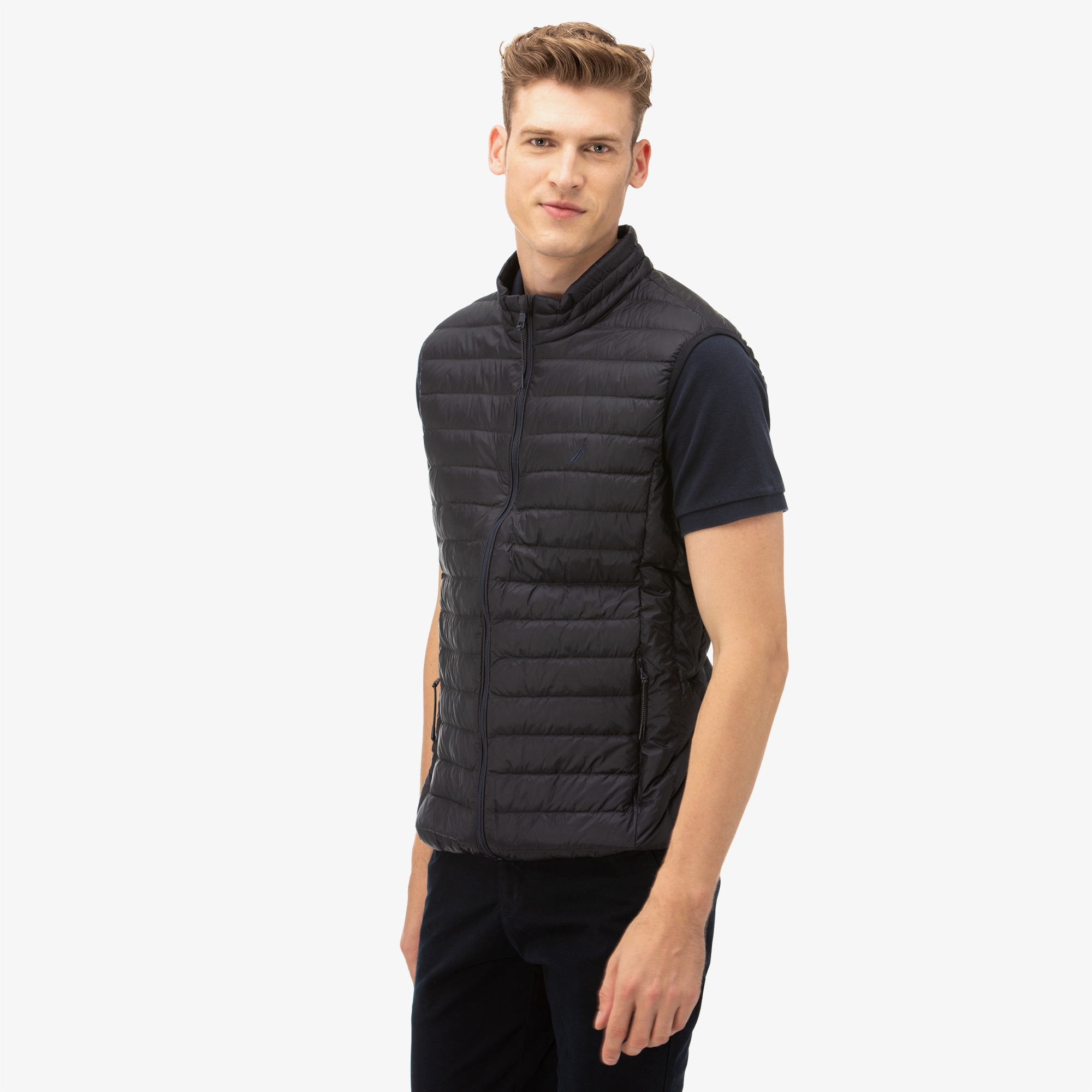 NAUTICA Erkek Lacivert Kapitone Kaz Tüyü Yelek