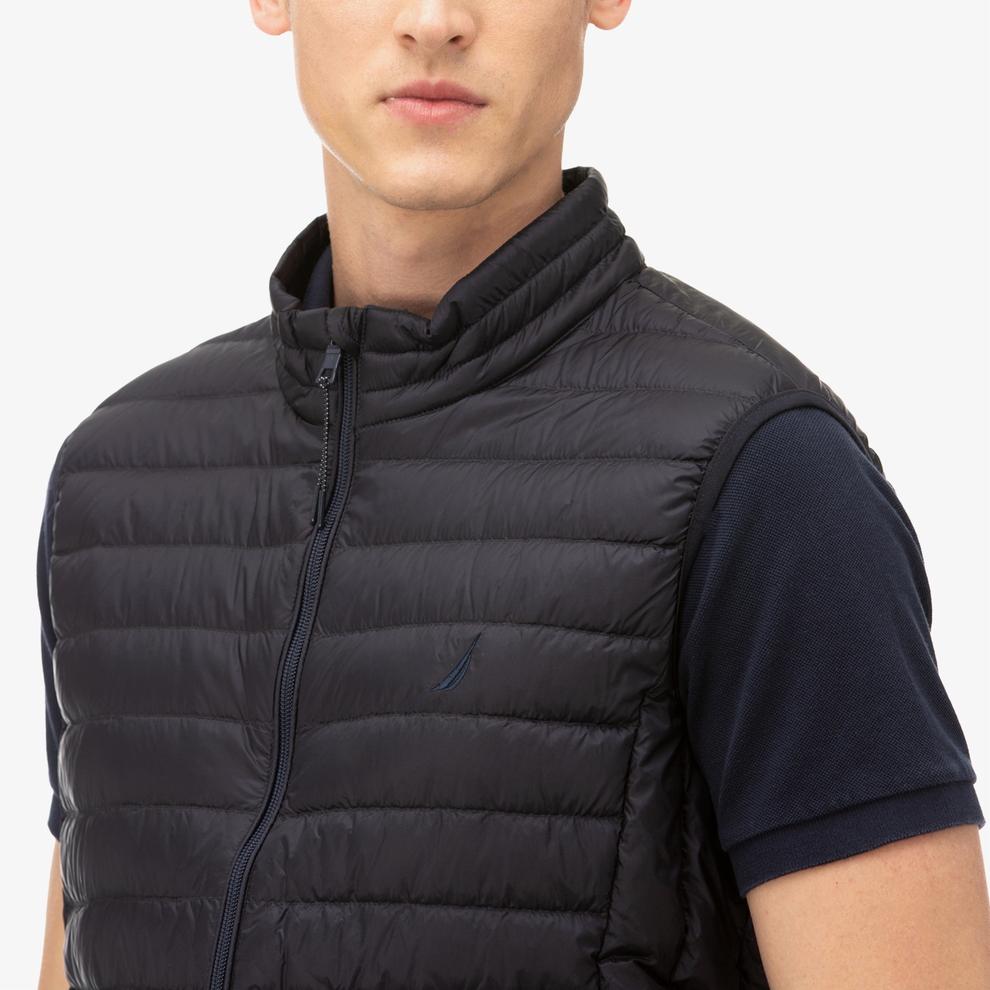 NAUTICA Erkek Lacivert Kapitone Kaz Tüyü Yelek