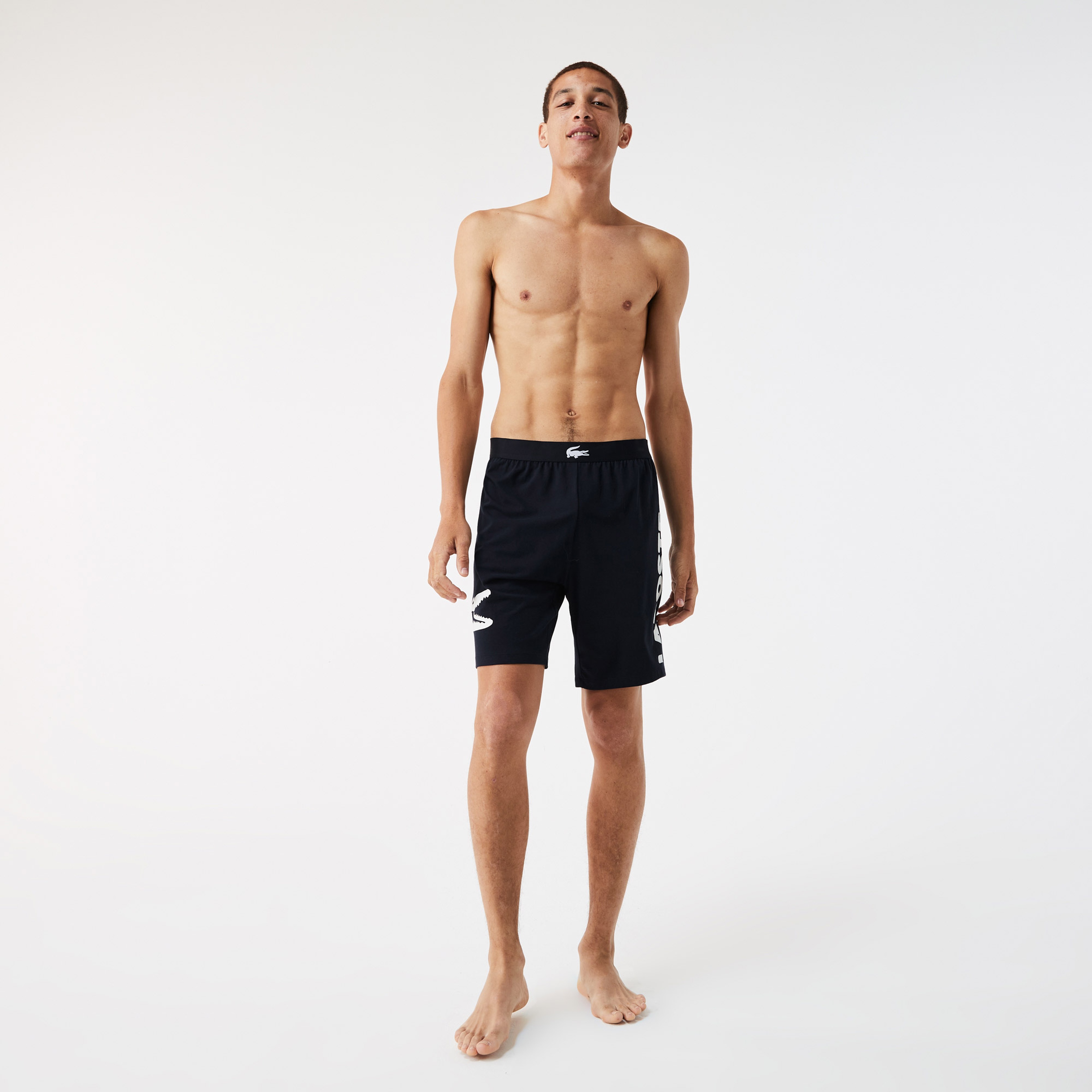 Erkek Straight Fit Baskılı Lacivert Şort