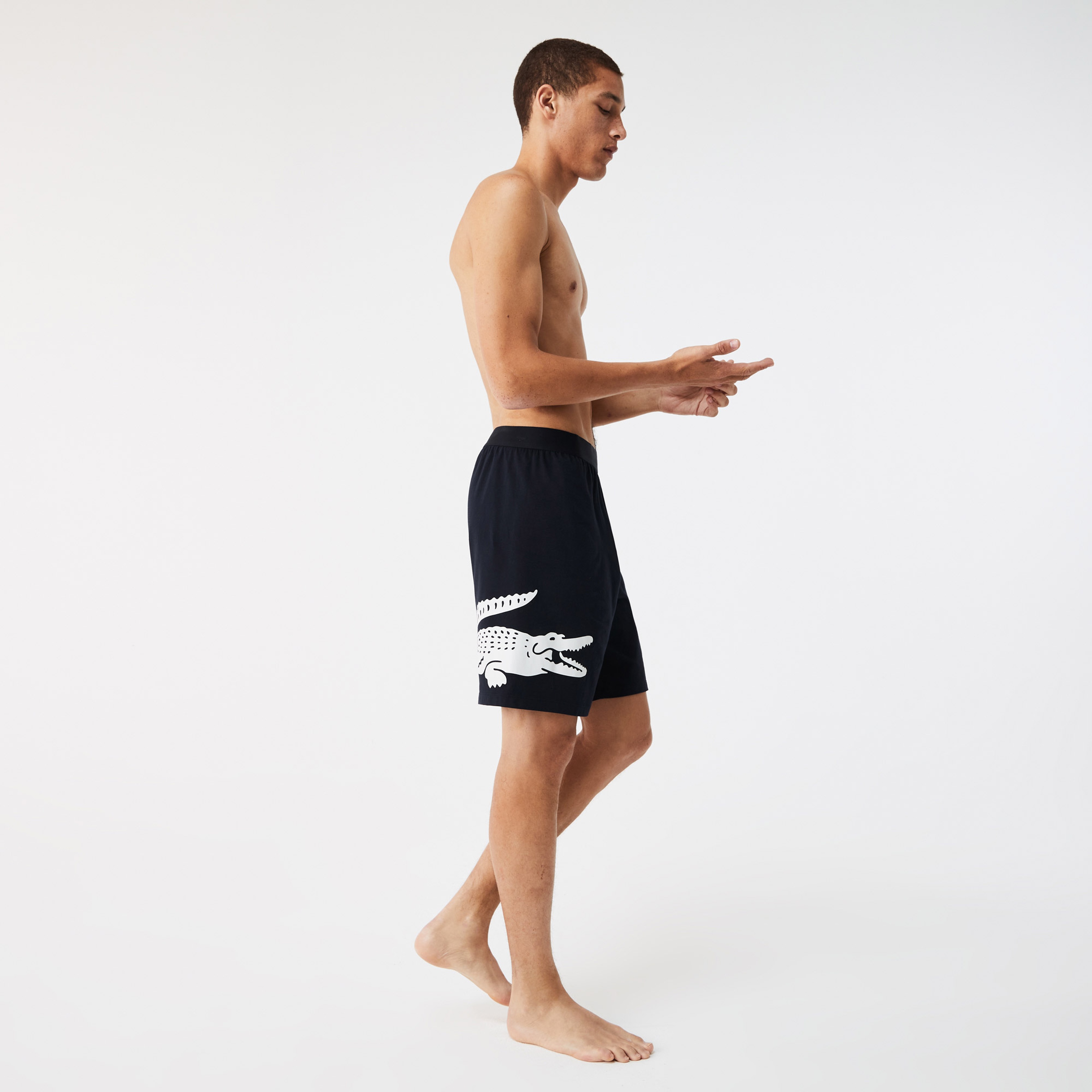 Erkek Straight Fit Baskılı Lacivert Şort