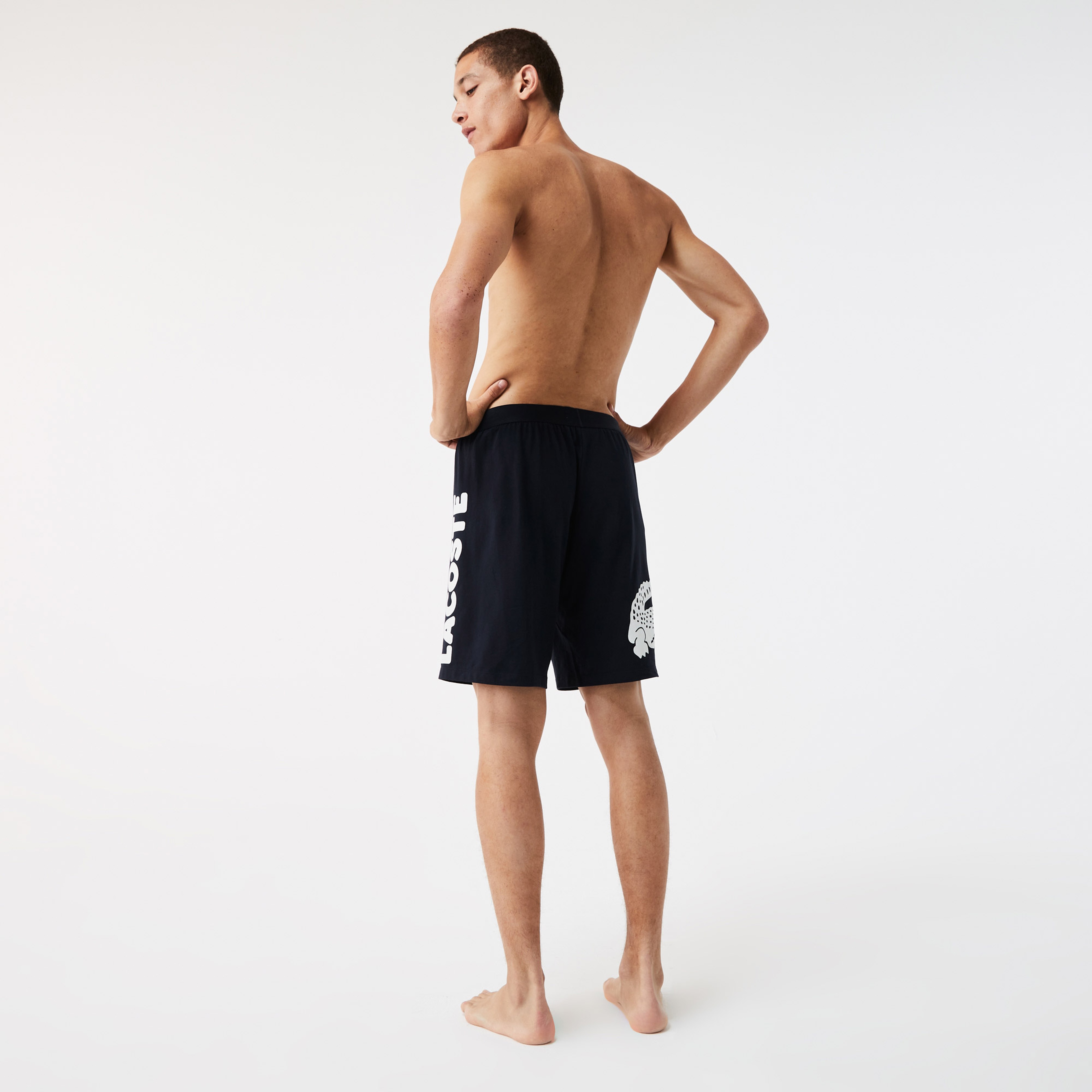 Erkek Straight Fit Baskılı Lacivert Şort