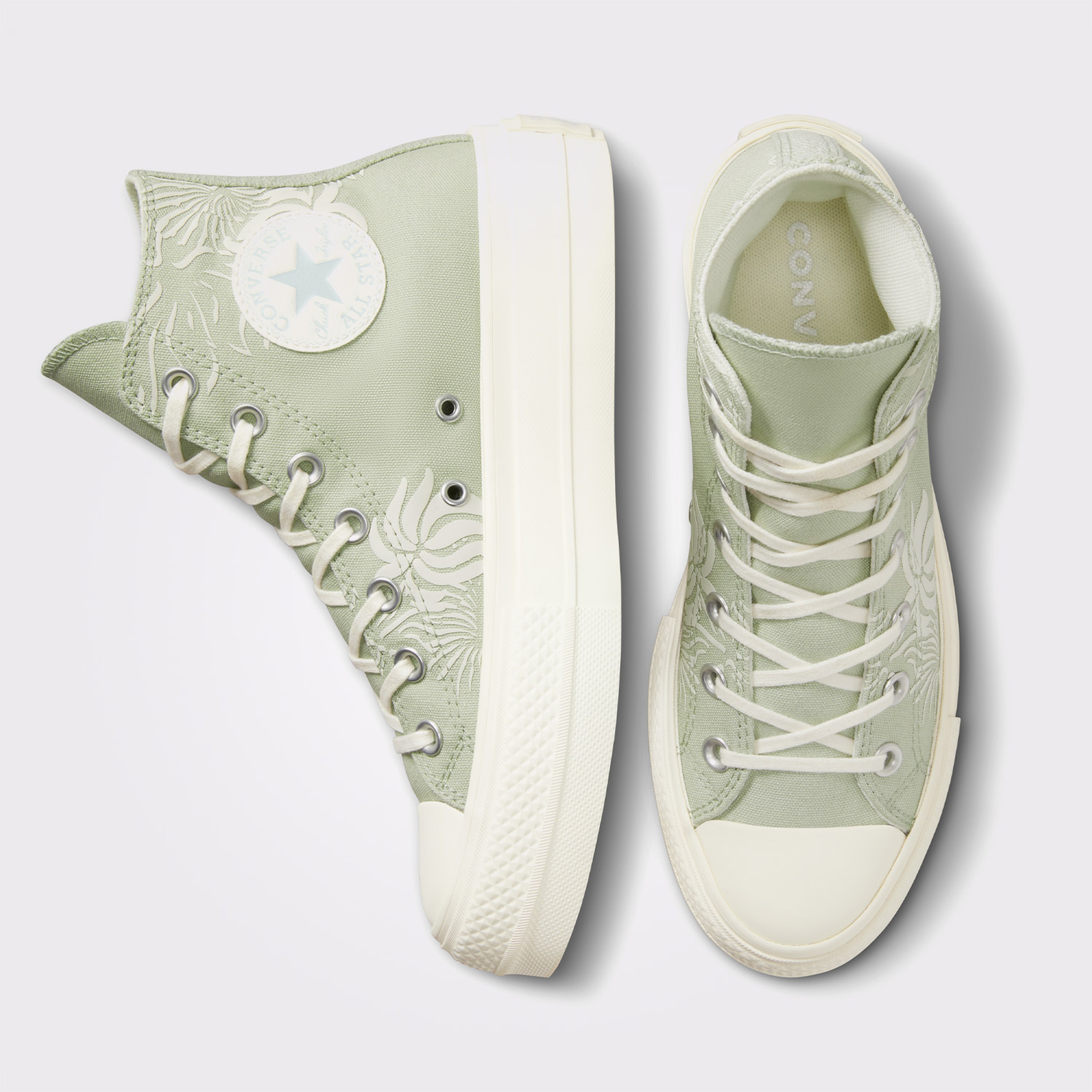 Converse Chuck Taylor All Star Lift Platform Floral Kadın Yeşil Sneaker
