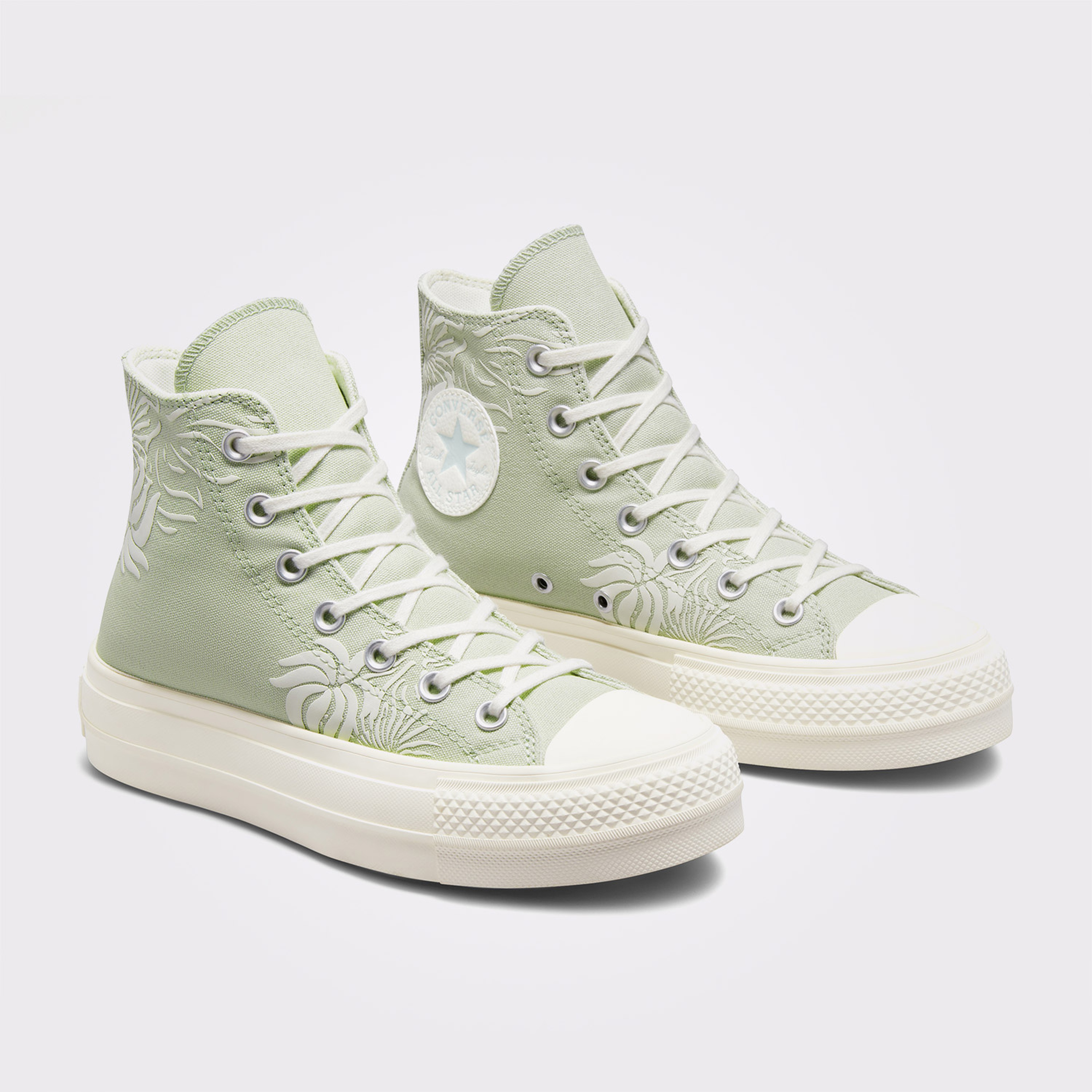 Converse Chuck Taylor All Star Lift Platform Floral Kadın Yeşil Sneaker