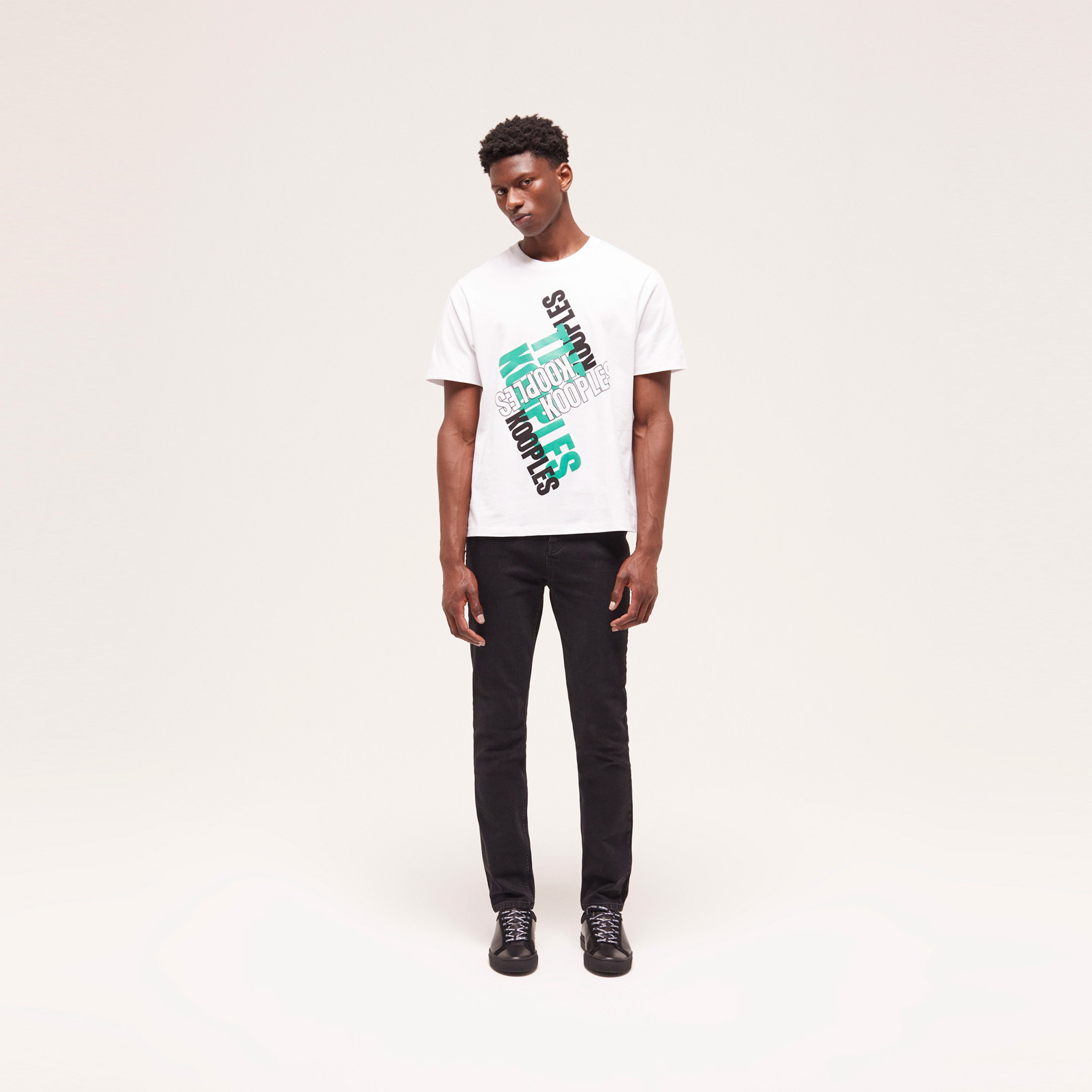 The Kooples Printed Cotton Erkek Beyaz T-Shirt