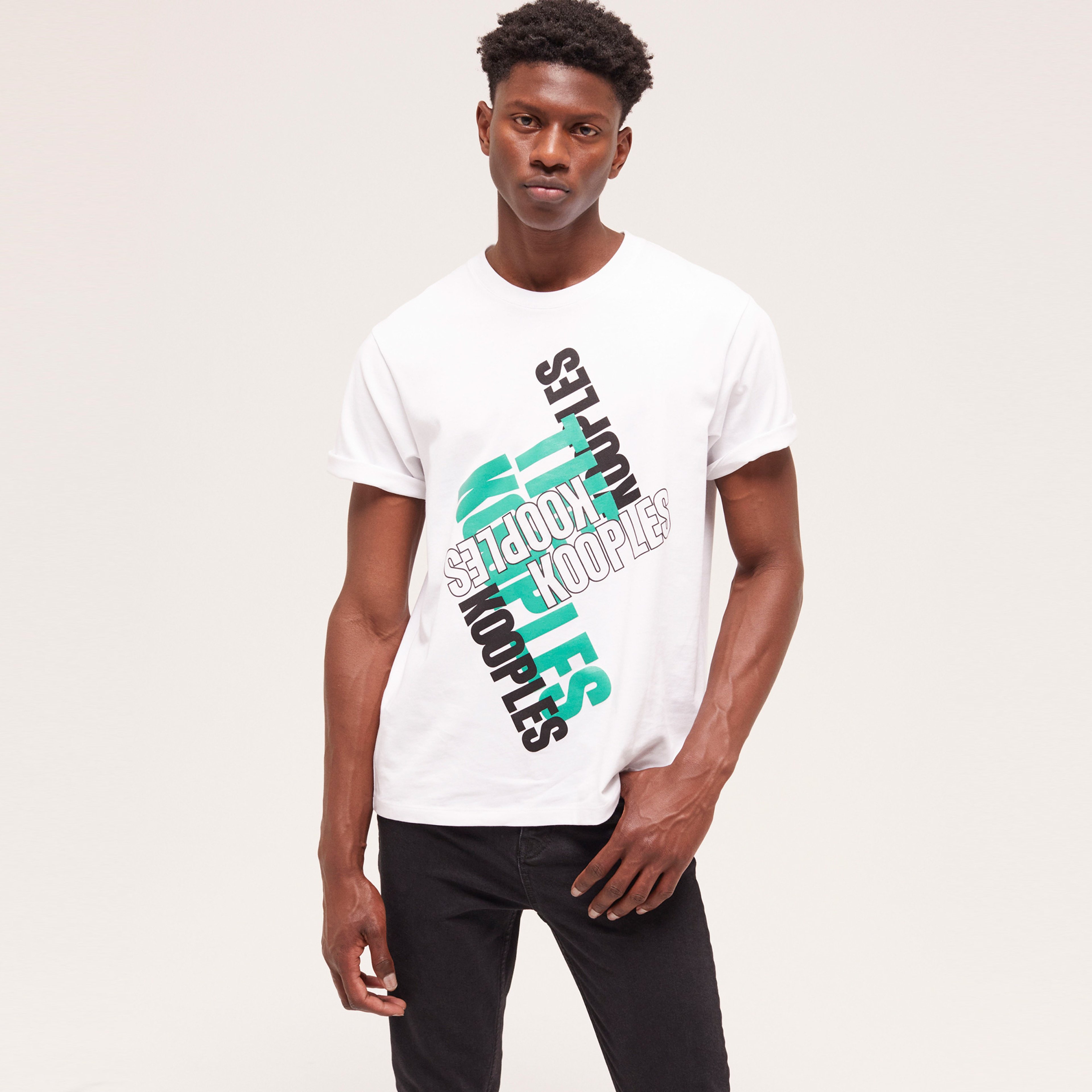 The Kooples Printed Cotton Erkek Beyaz T-Shirt