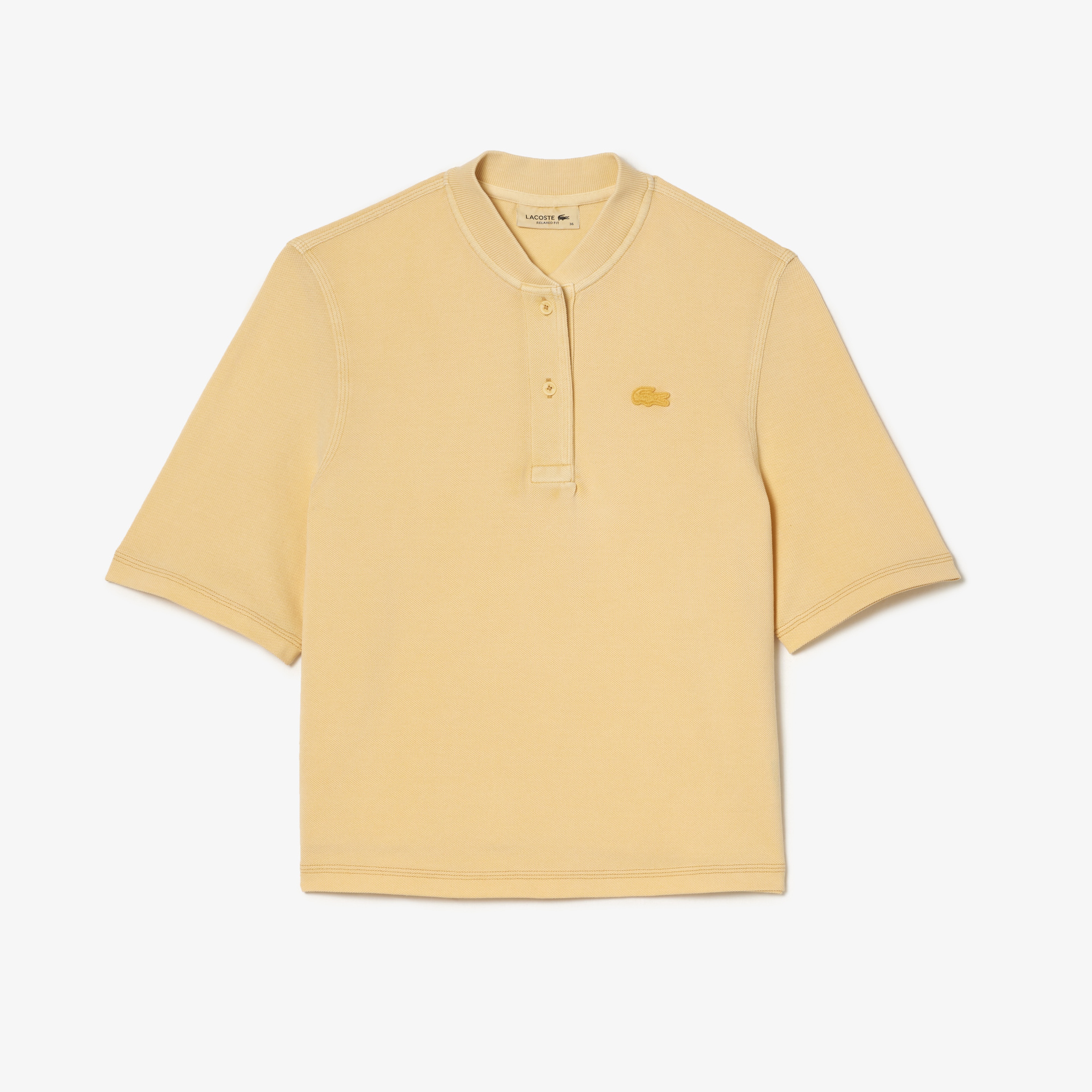 Kadın Oversize Kısa Kollu Hakim Yaka Sarı Polo