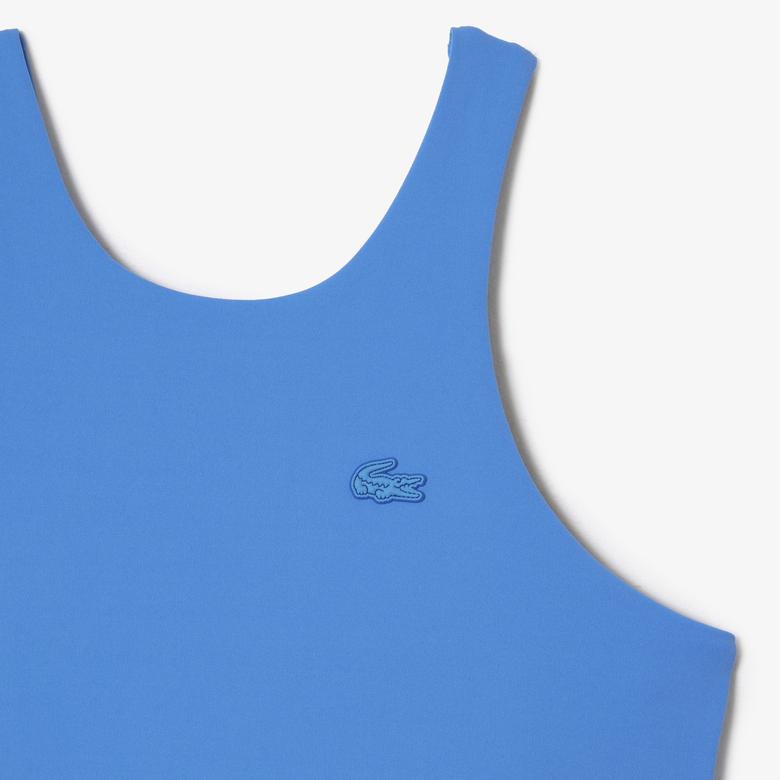 Active Kadın Slim Fit Kolsuz Bisiklet Yaka Baskılı Mavi Bra