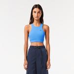 Active Kadın Slim Fit Kolsuz Bisiklet Yaka Baskılı Mavi Bra