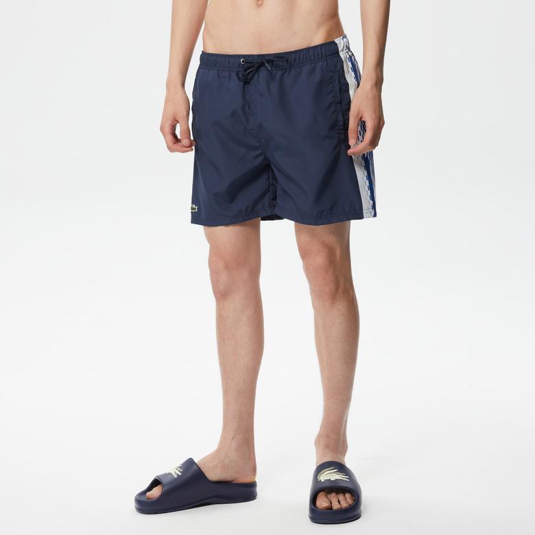 Erkek Regular Fit Baskılı Lacivert Mayo Şort