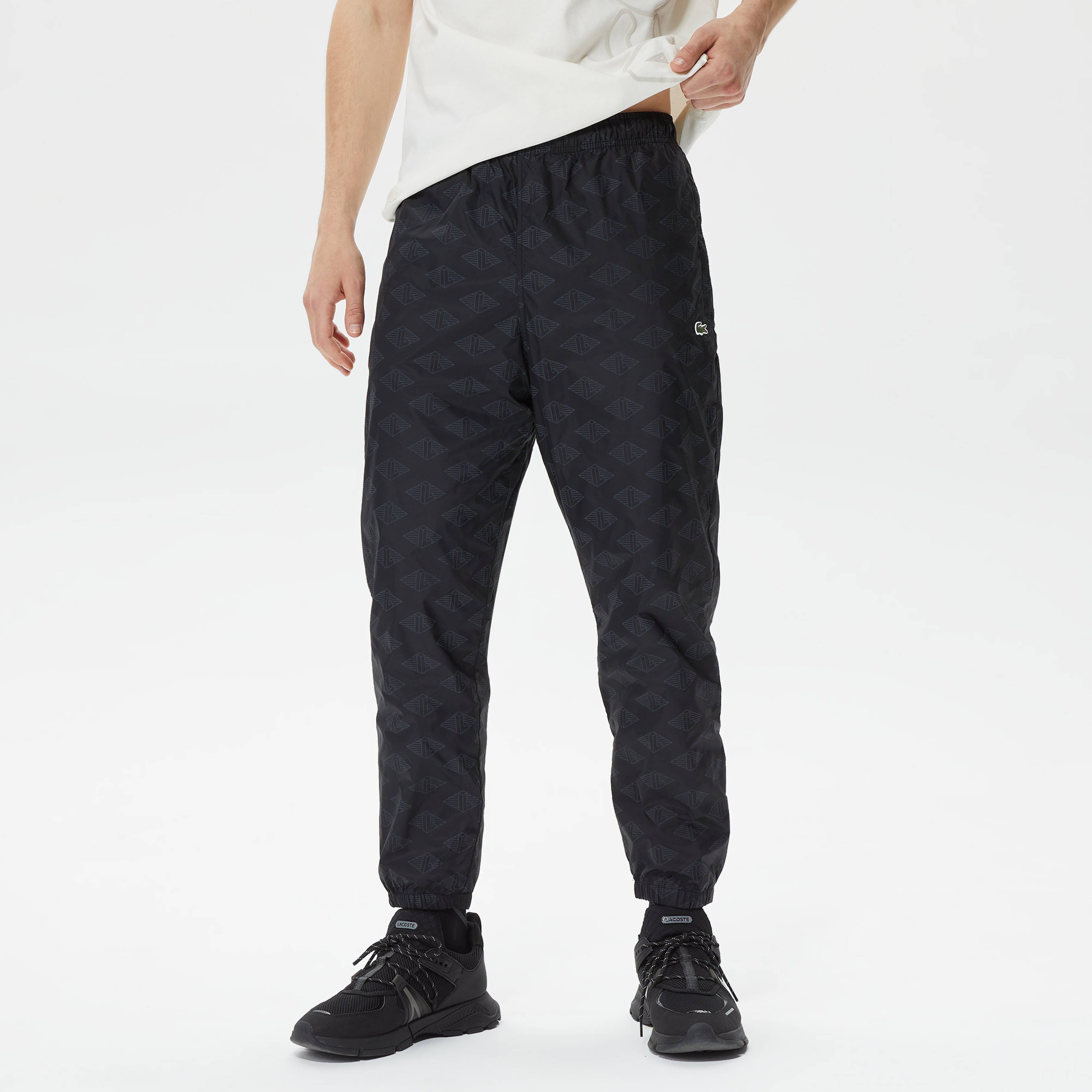 Erkek Regular Fit Monogram Siyah Eşofman Altı