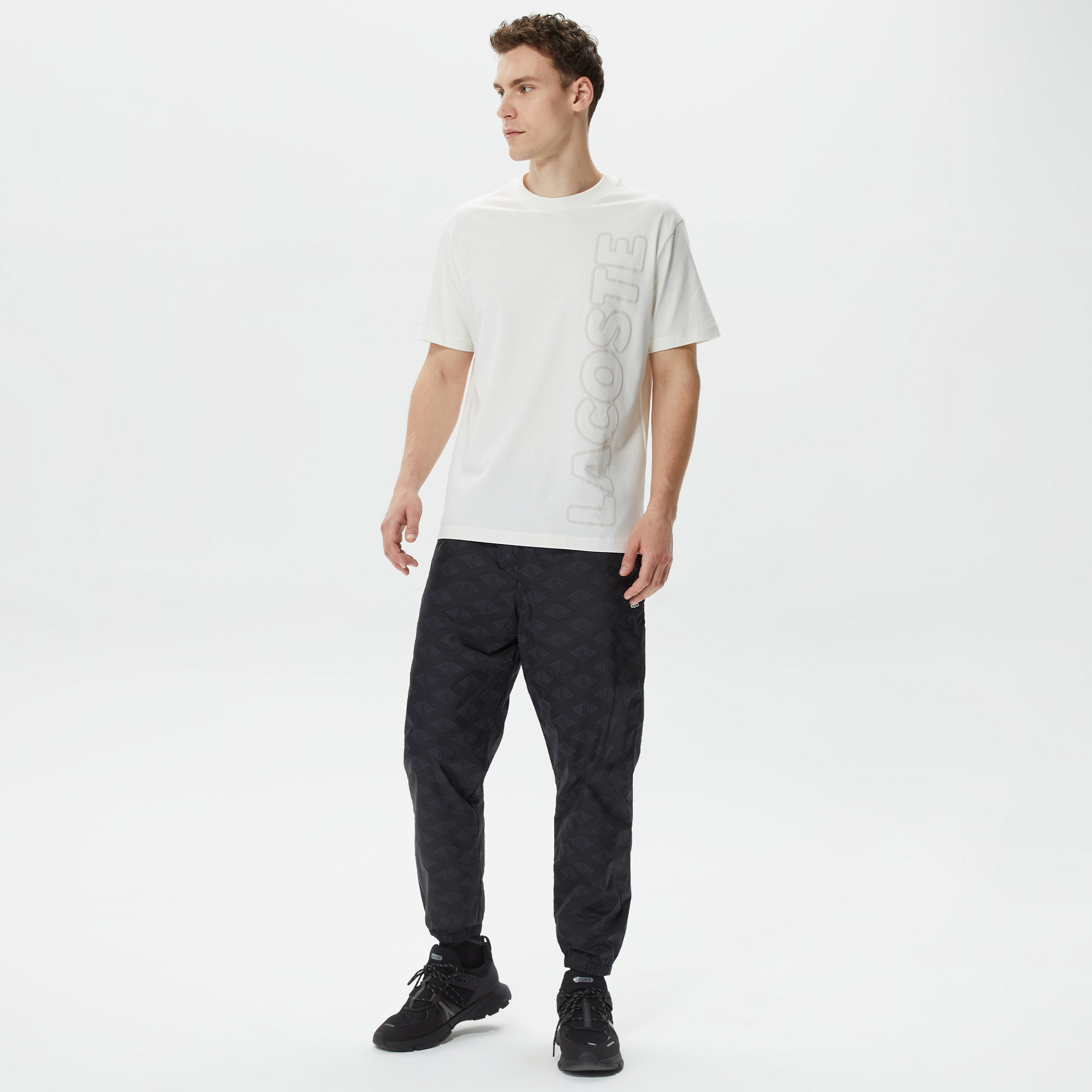 Erkek Regular Fit Monogram Siyah Eşofman Altı