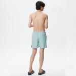 Erkek Regular Fit Baskılı Mavi Mayo Şort