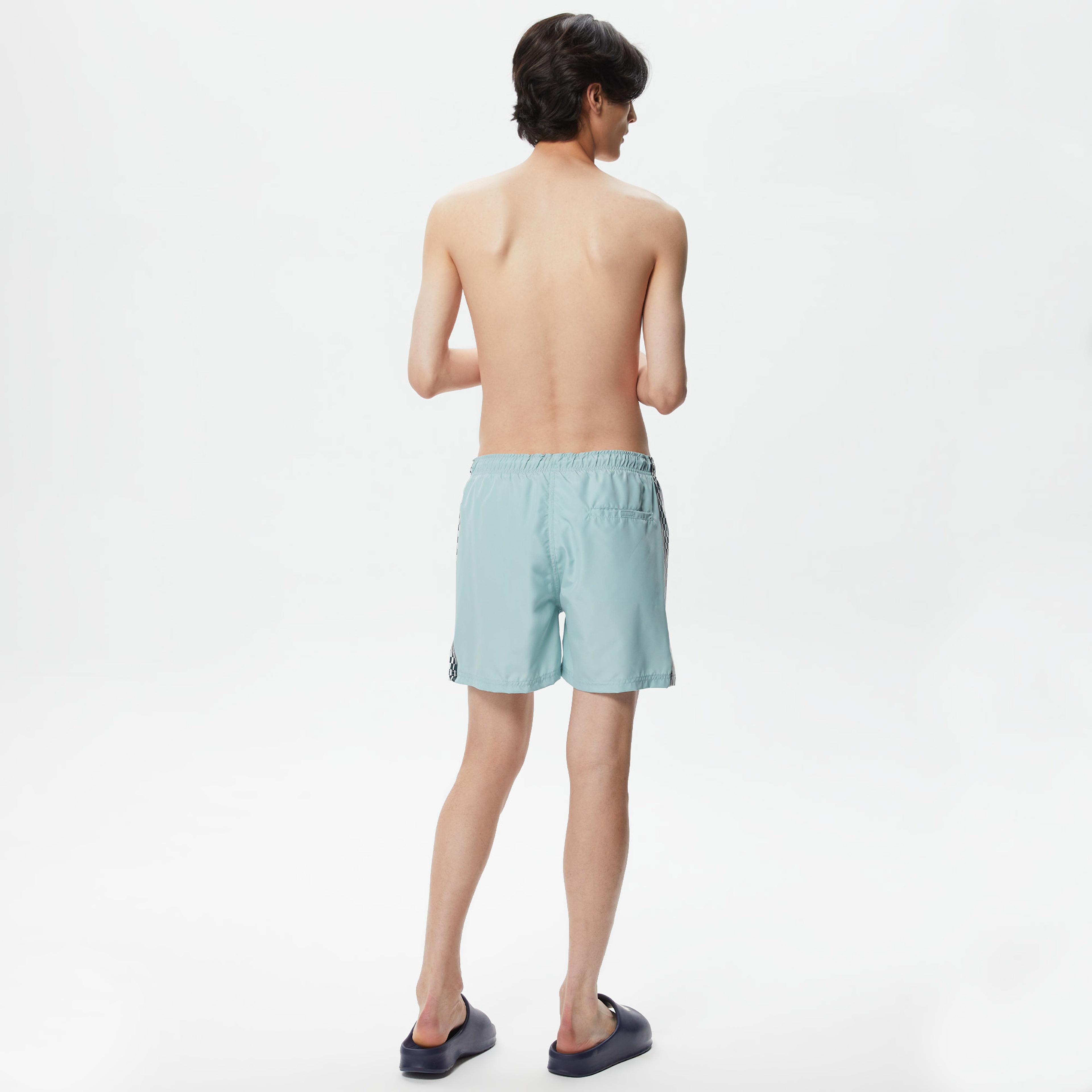 Erkek Regular Fit Baskılı Mavi Mayo Şort