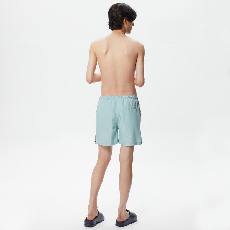 Erkek Regular Fit Baskılı Mavi Mayo Şort