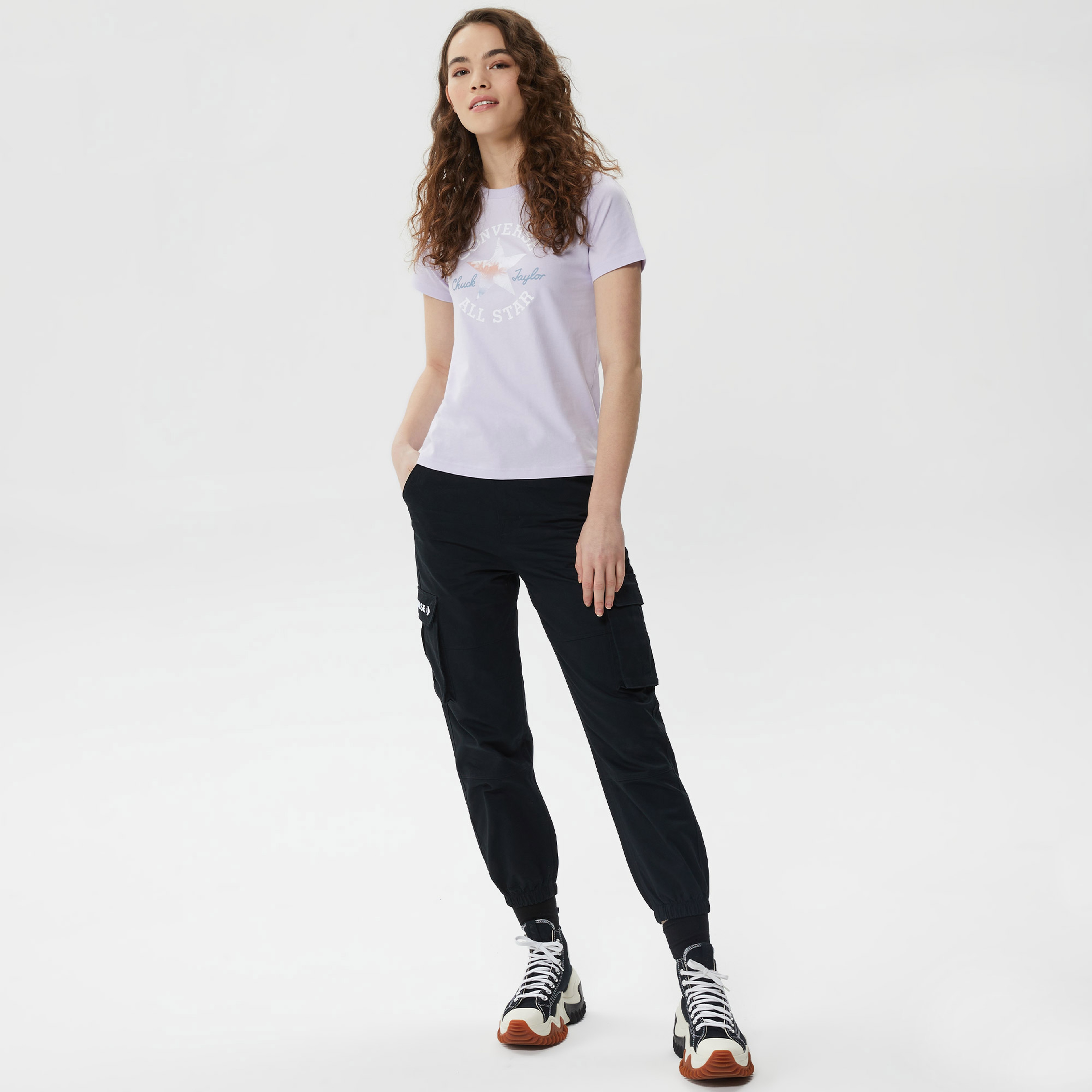 Converse Chuck Patch infill Kadın Mor T-Shirt