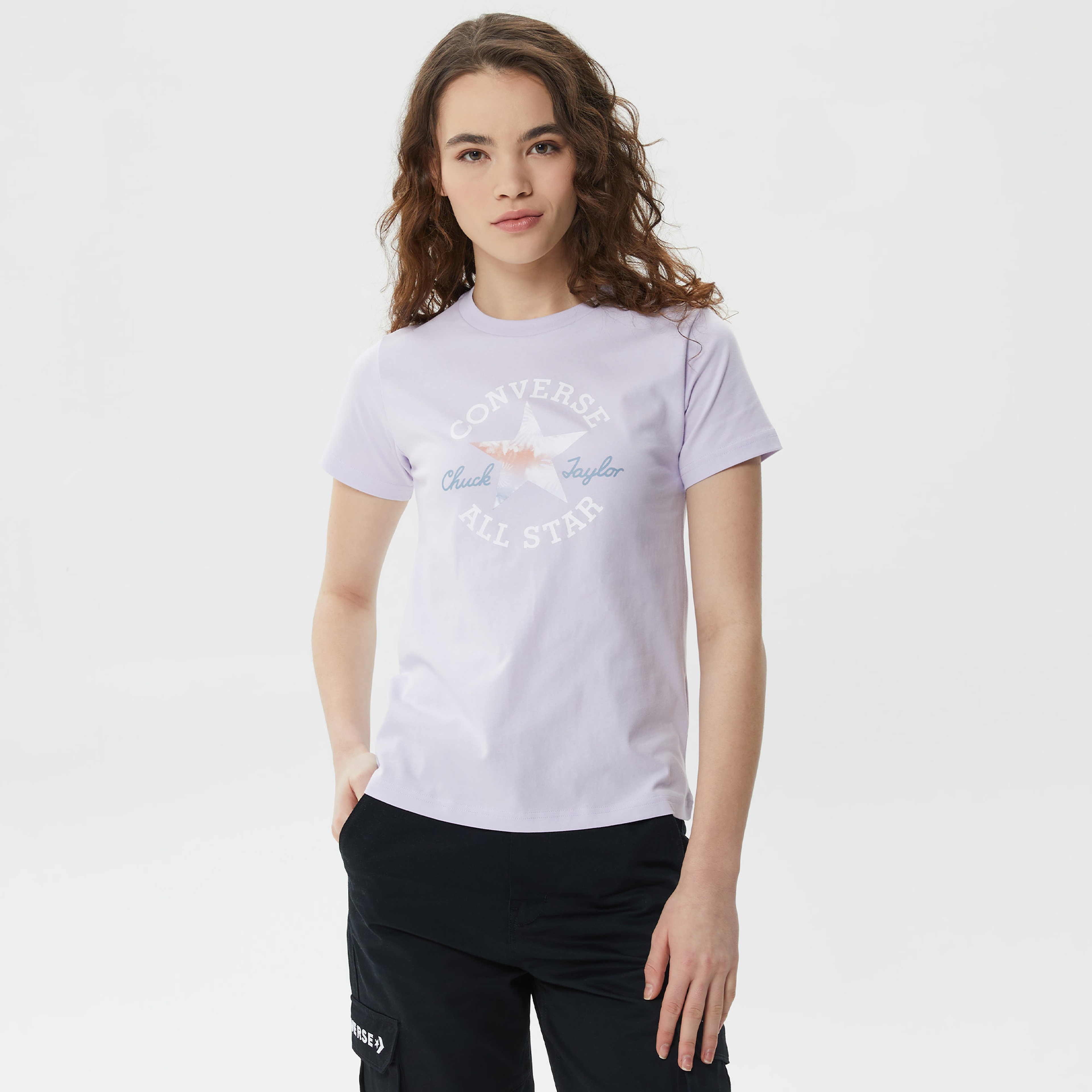 Converse Chuck Patch infill Kadın Mor T-Shirt