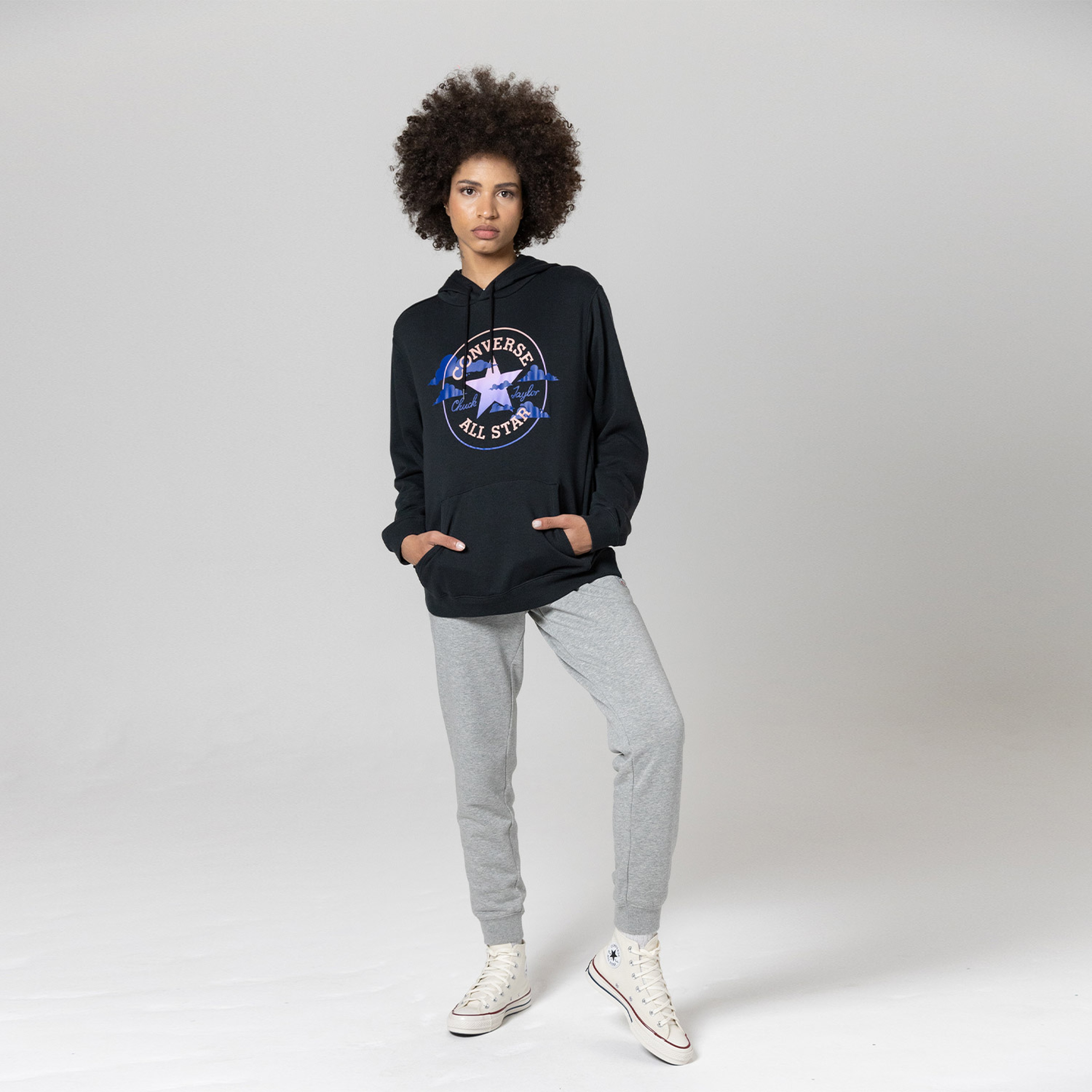 Converse Standard Fit Seasonal Chuck Patch Po  Unisex Siyah Hoodie