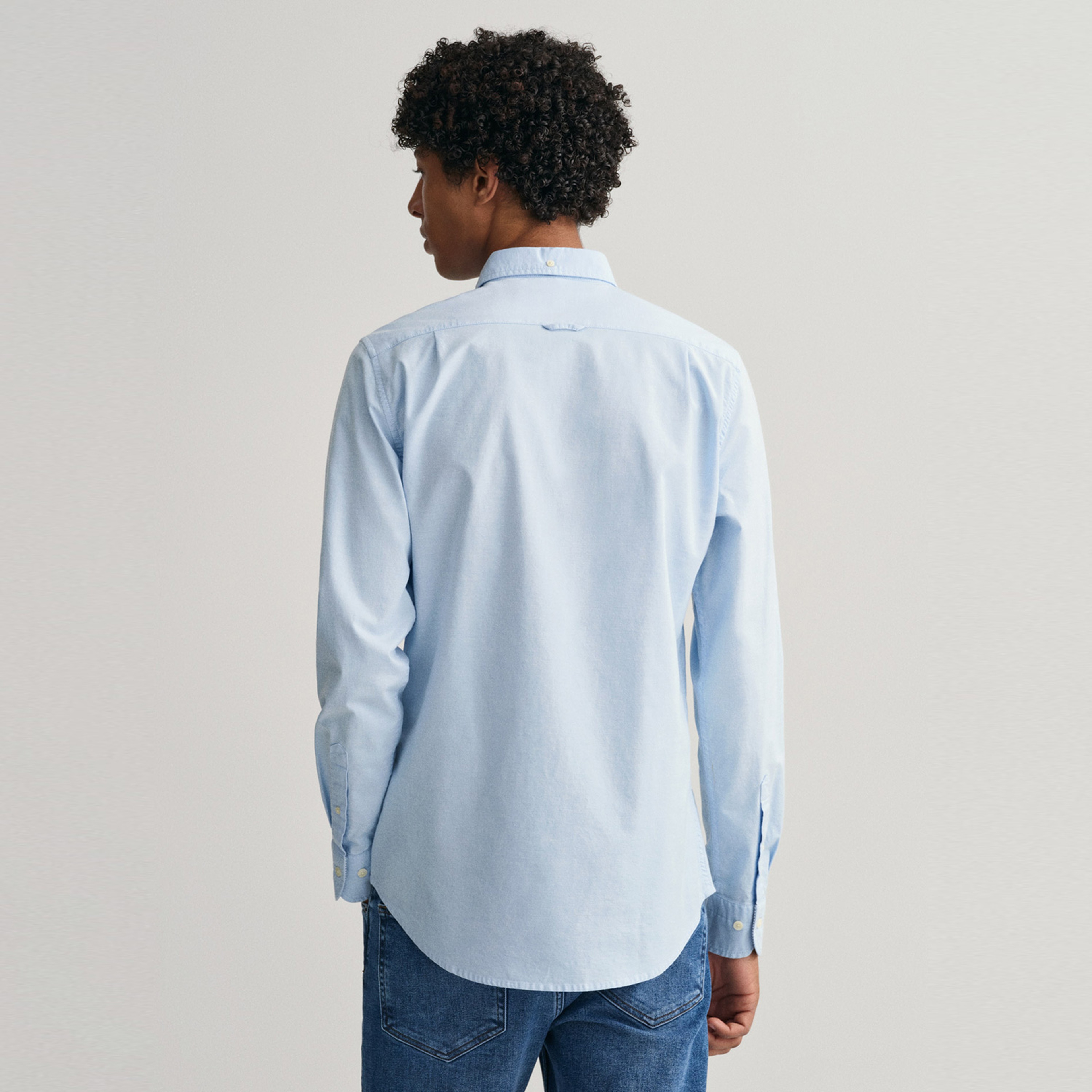 GANT Erkek Mavi Slim Fit Düğmeli Yaka Gömlek