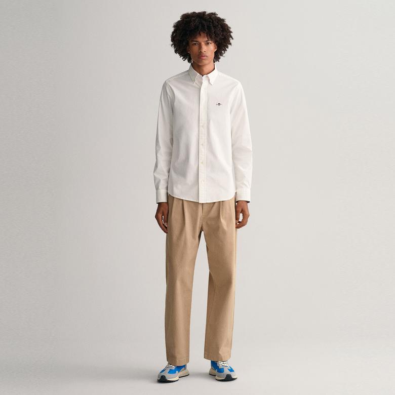 GANT Erkek Beyaz Slim Fit Düğmeli Yaka Gömlek