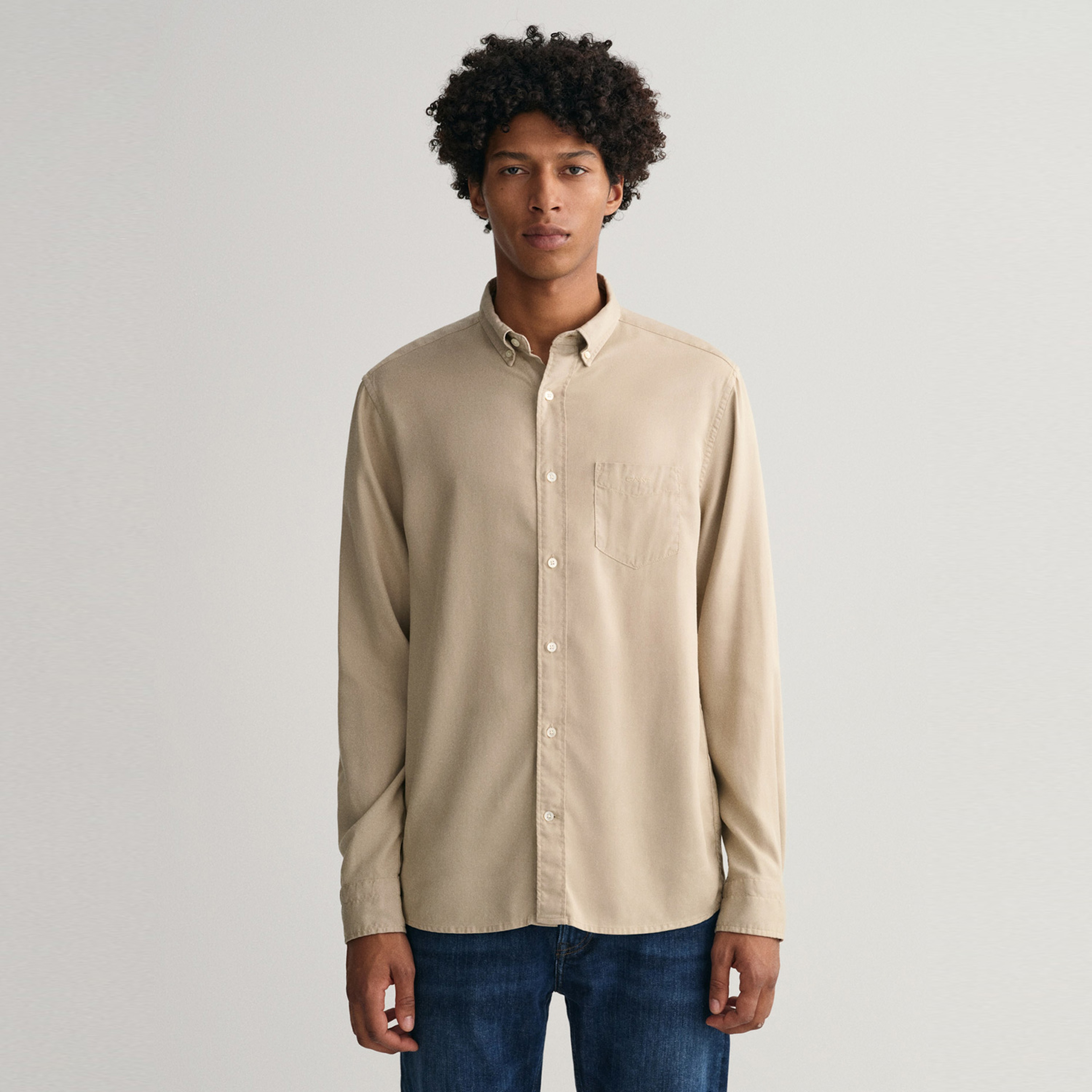 GANT Erkek Bej Regular Fit Düğmeli Yaka Gömlek