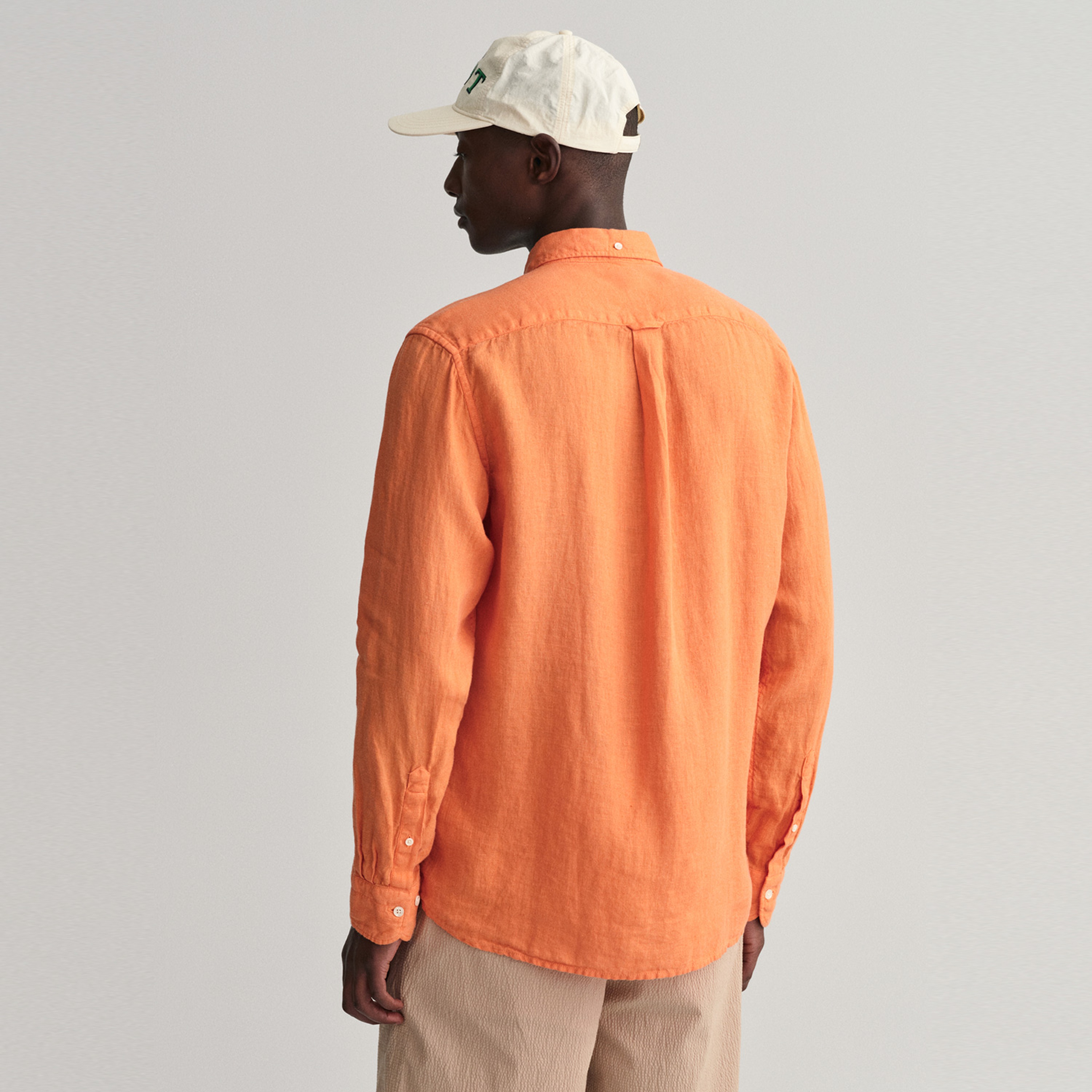GANT Erkek Turuncu Regular Fit Keten Gömlek