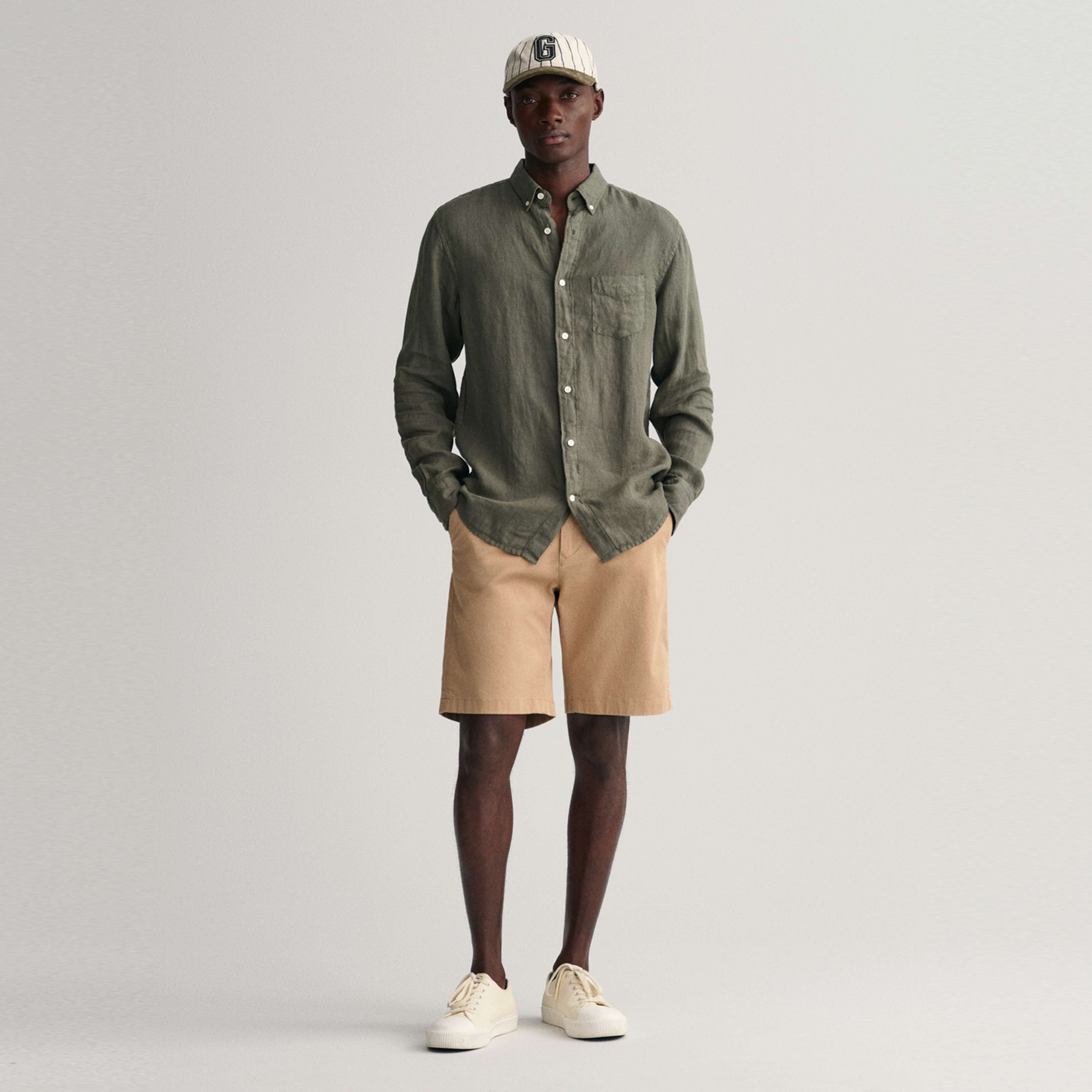 GANT Erkek Yeşil Regular Fit Keten Gömlek