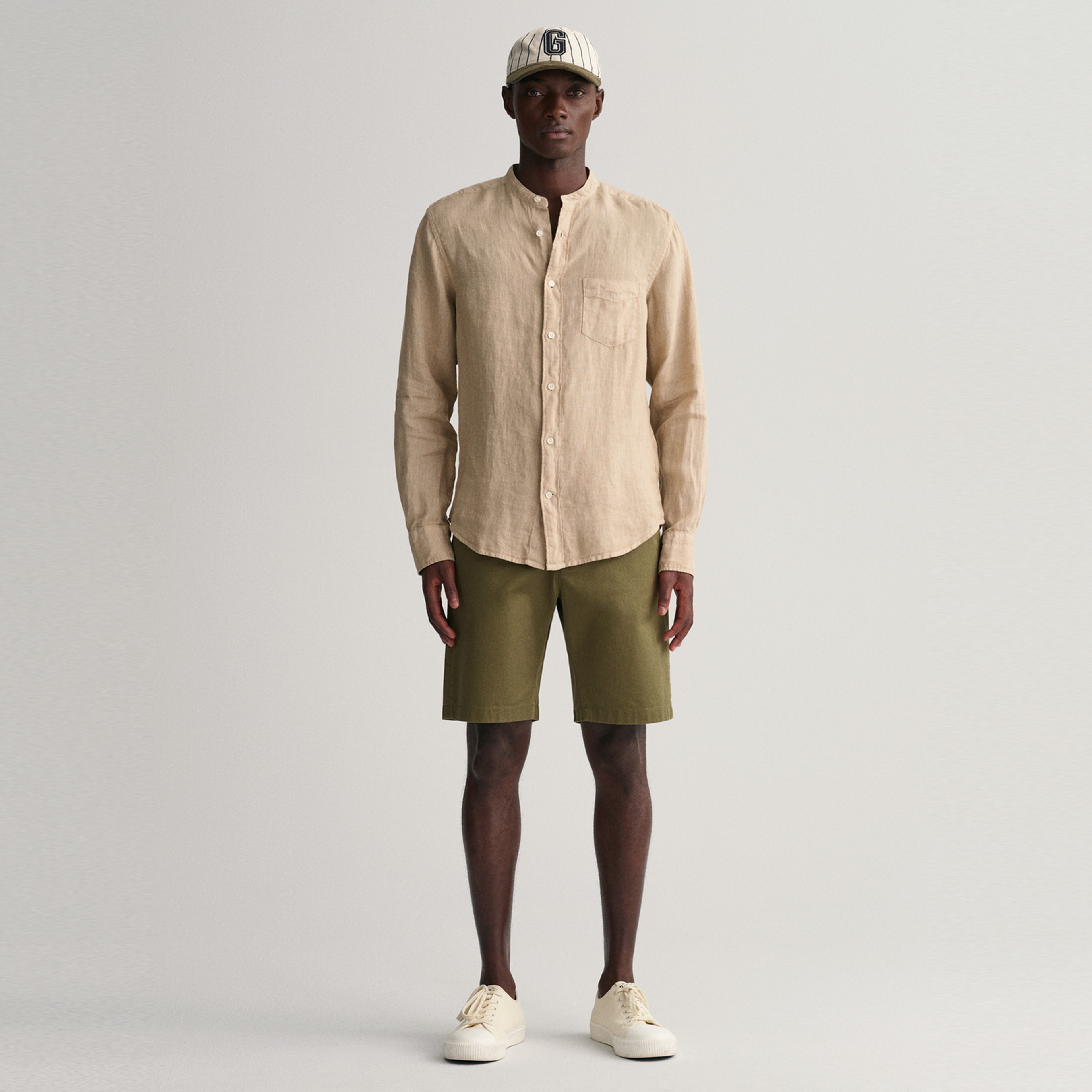 GANT Erkek Bej Regular Fit Hakim Yaka Keten Gömlek