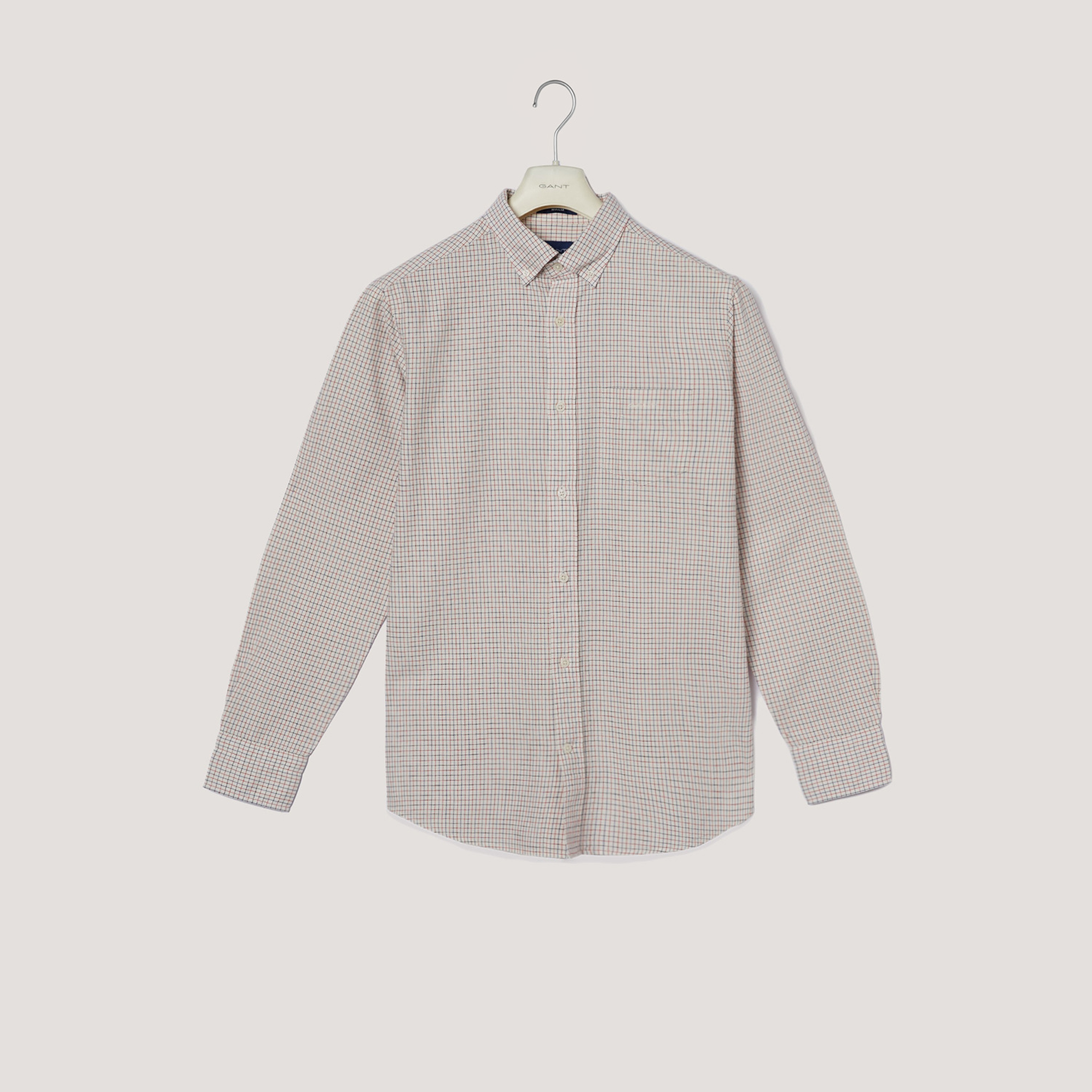 GANT Erkek Krem Regular Fit Düğmeli Yaka Kareli Gömlek