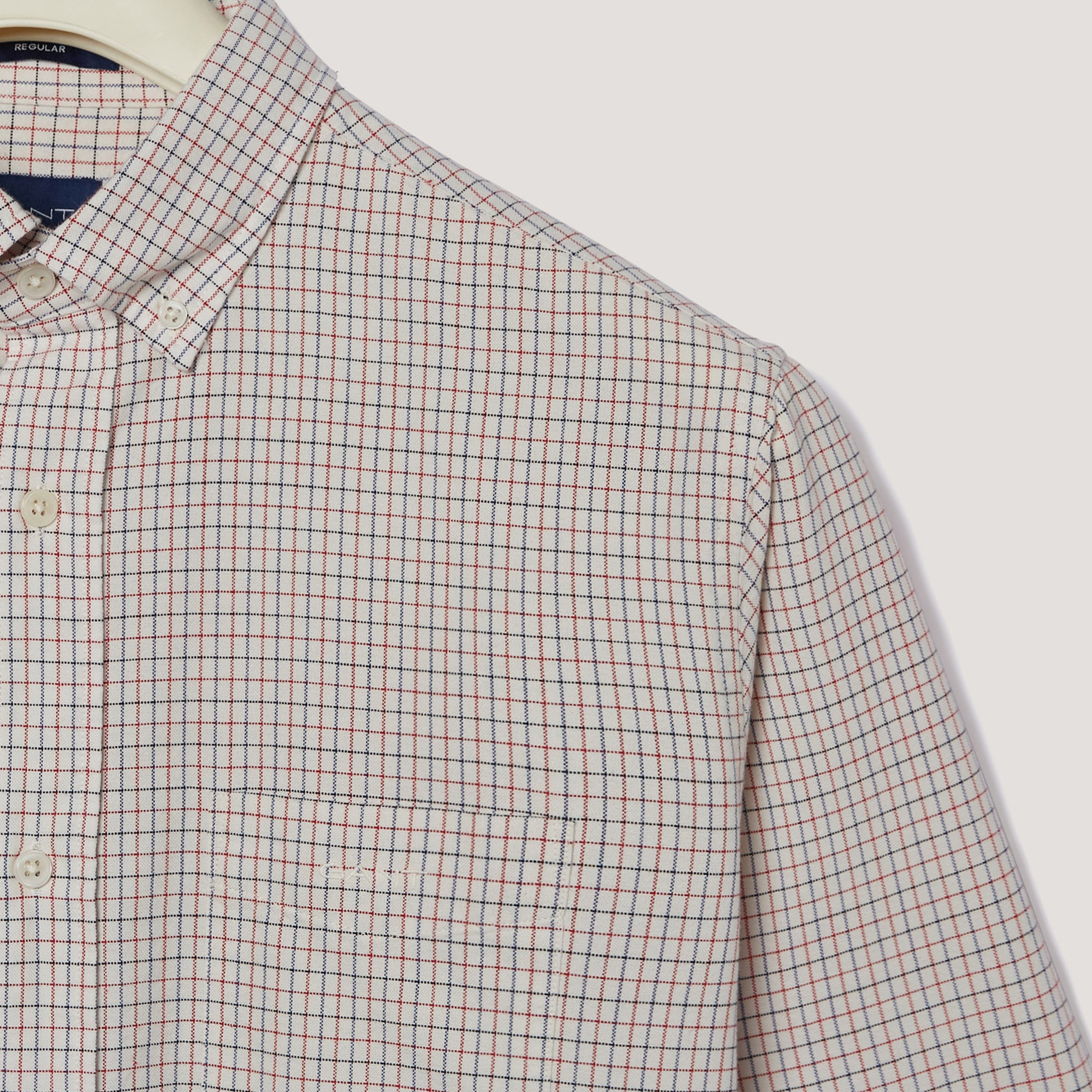 GANT Erkek Krem Regular Fit Düğmeli Yaka Kareli Gömlek