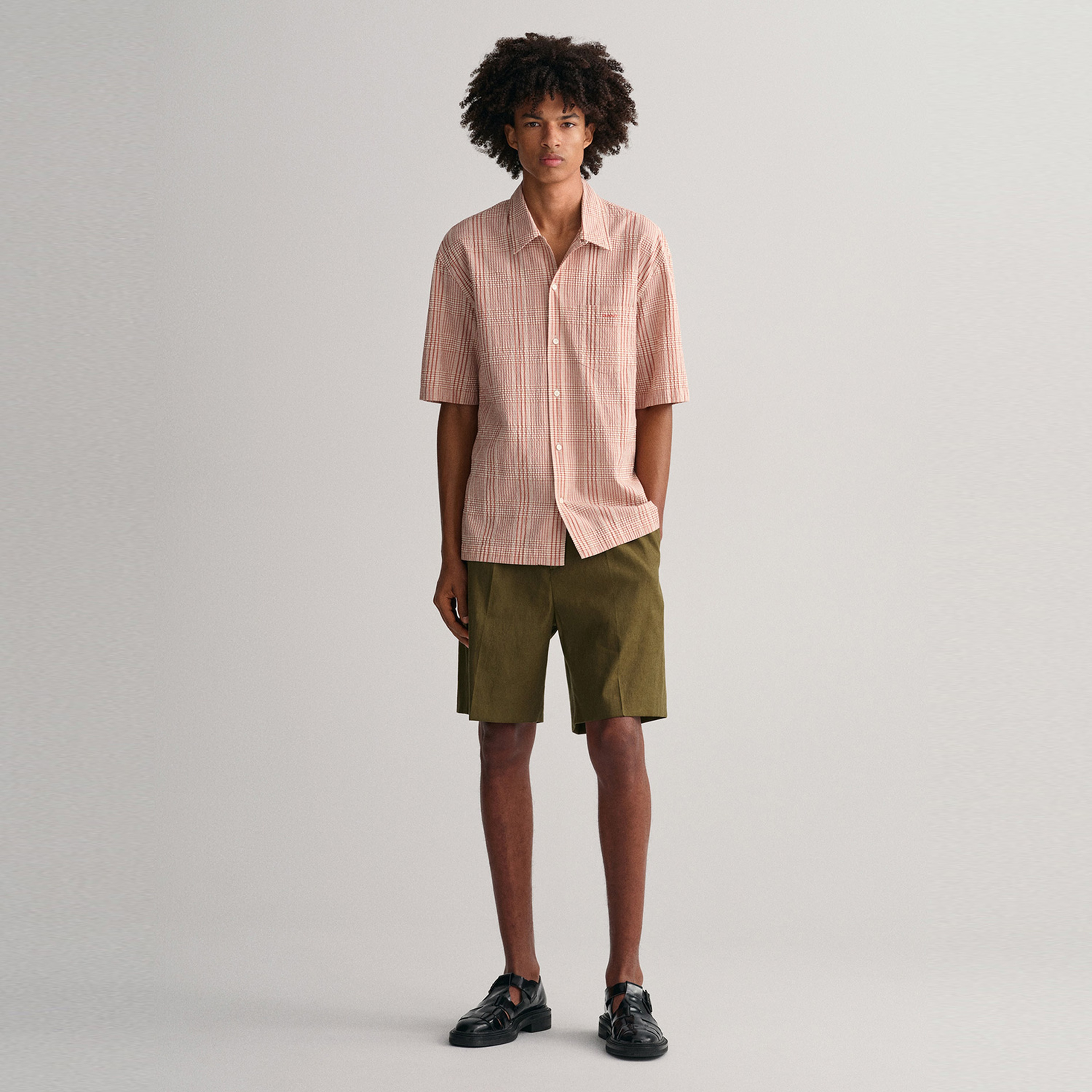 GANT Erkek Turuncu Relaxed Fit Kareli Gömlek