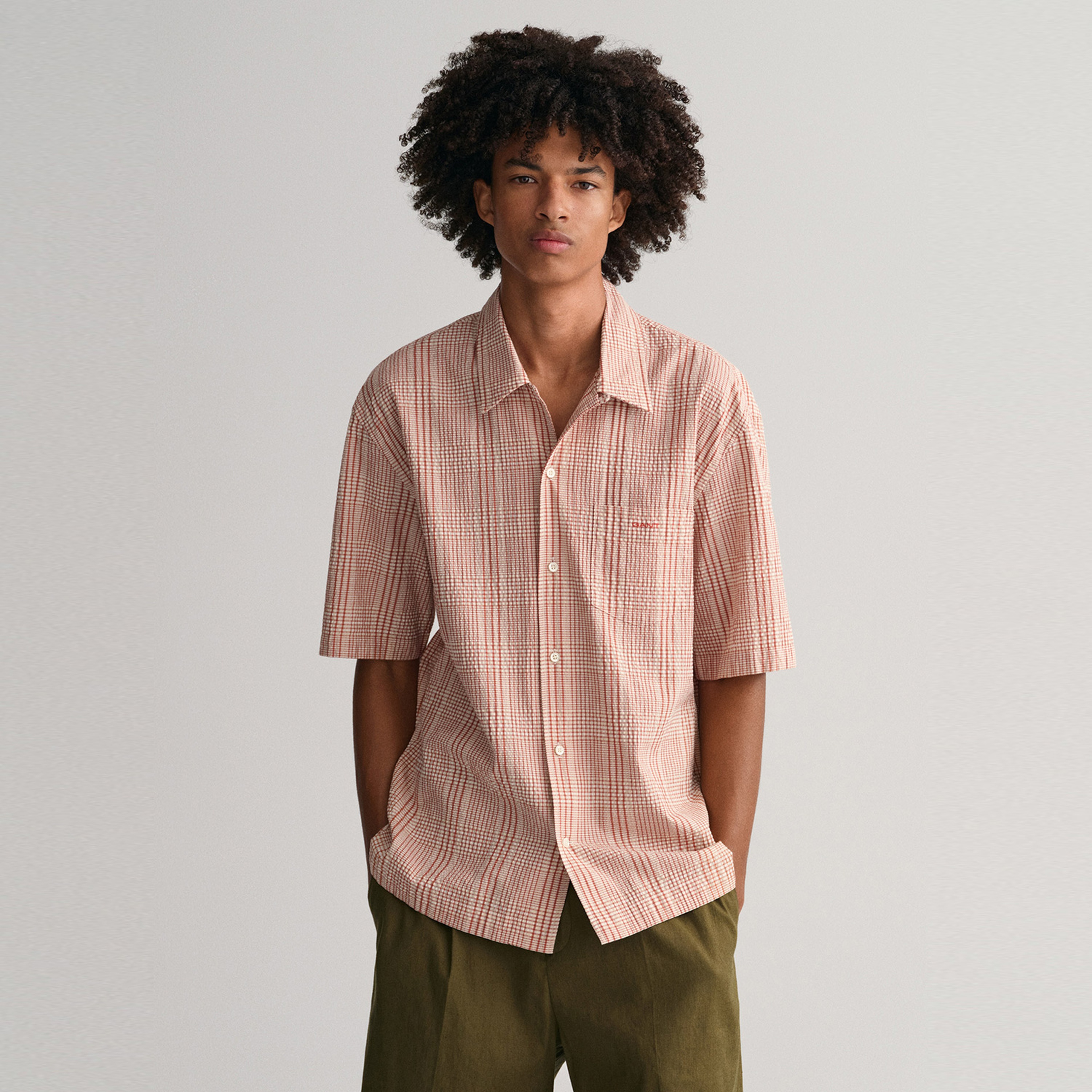 GANT Erkek Turuncu Relaxed Fit Kareli Gömlek