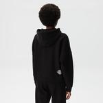 Kadın Crop Fit Kapüşonlu Baskılı Siyah Sweatshirt