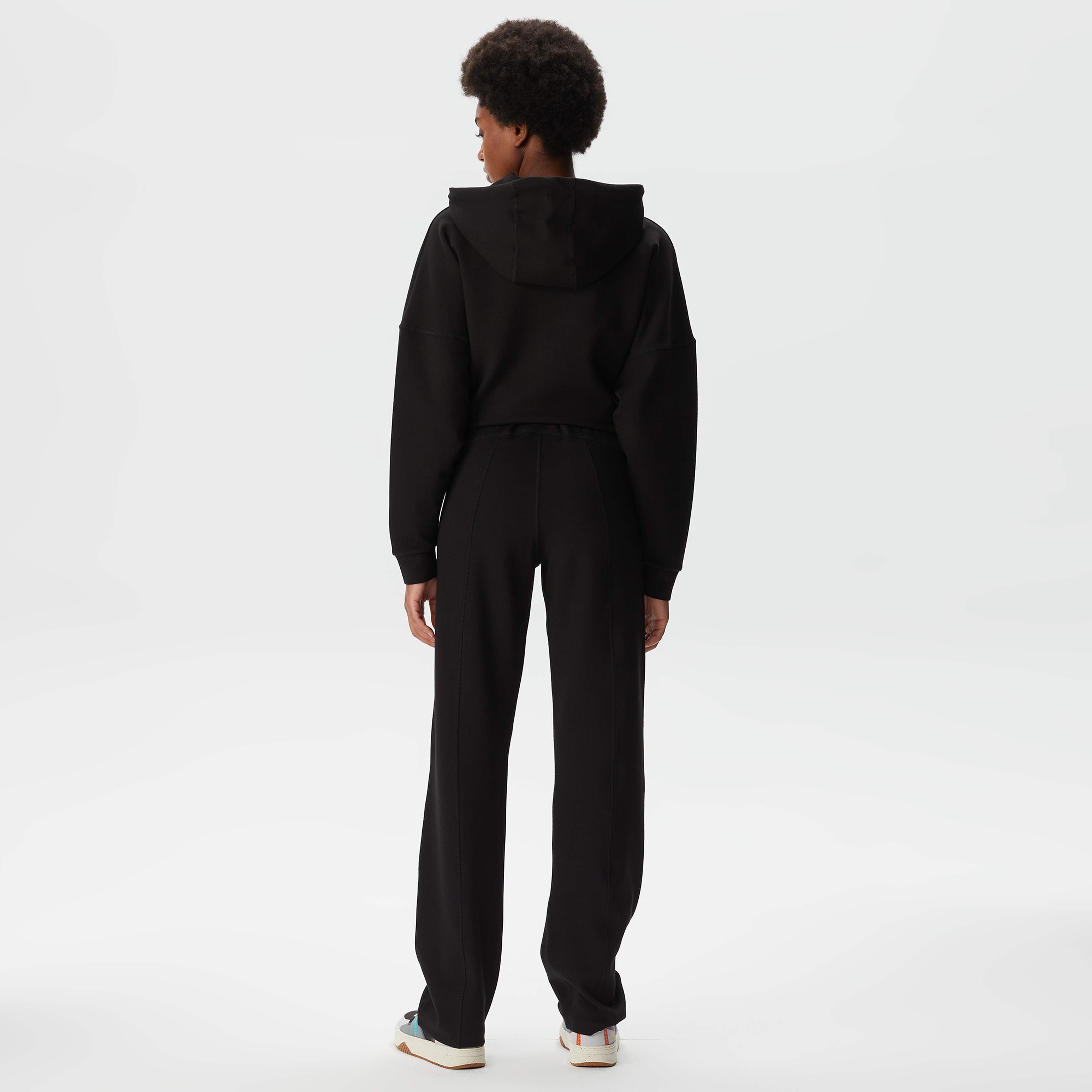 Kadın İspanyol Paça Siyah Eşofman Altı