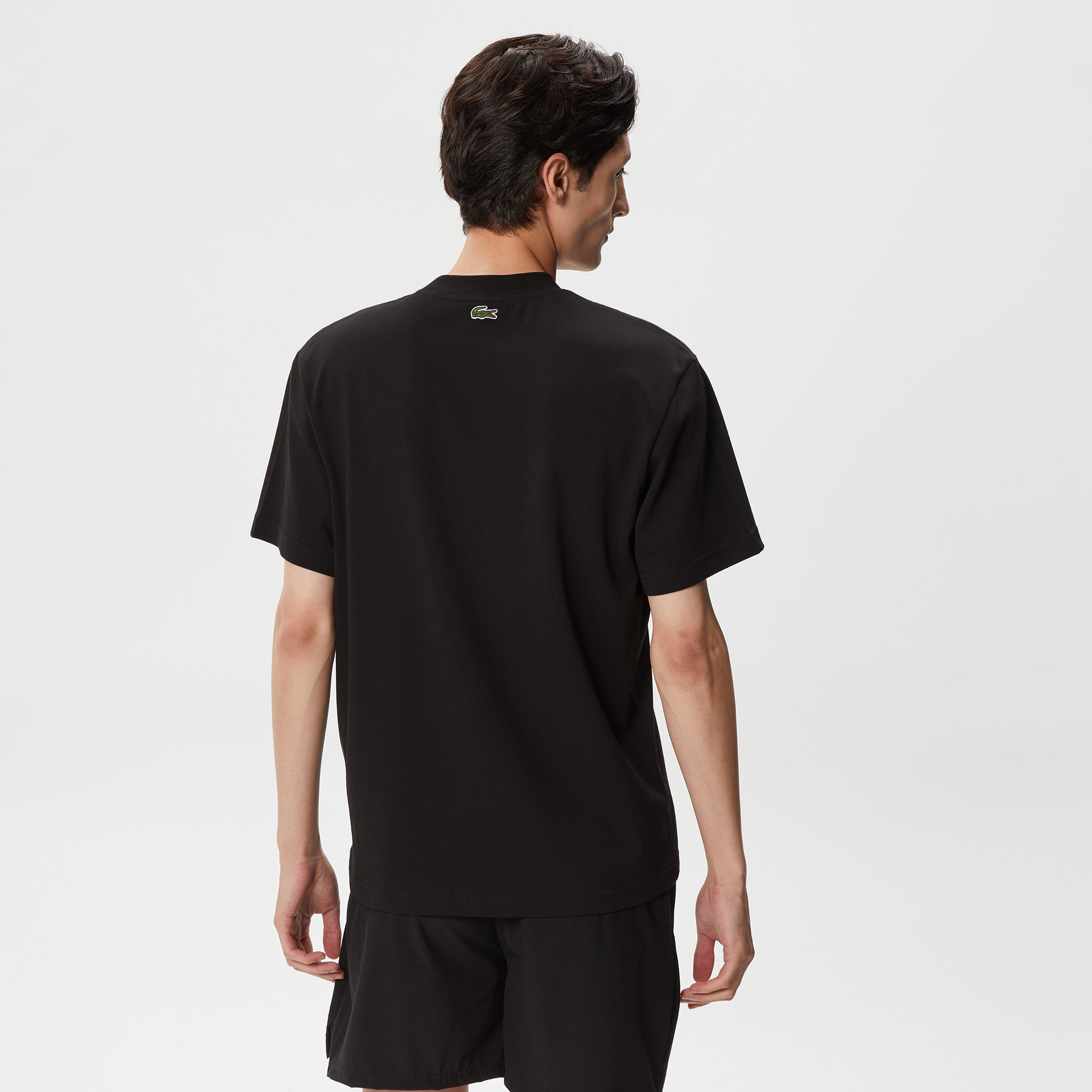 Erkek Relaxed Fit Bisiklet Yaka Baskılı Siyah T-Shirt