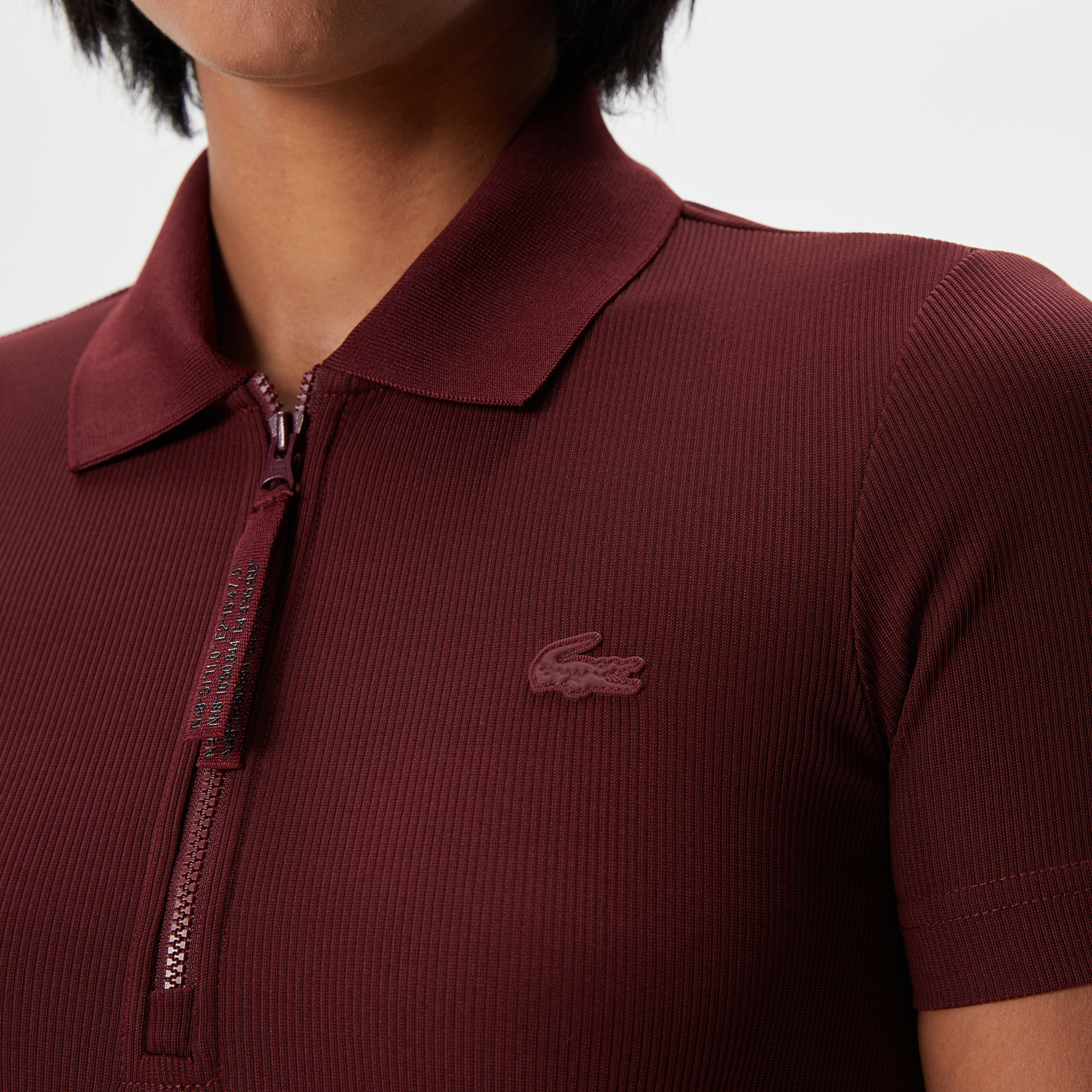 Kadın Slim Fit Kısa Kollu Polo Yaka Bordo Elbise