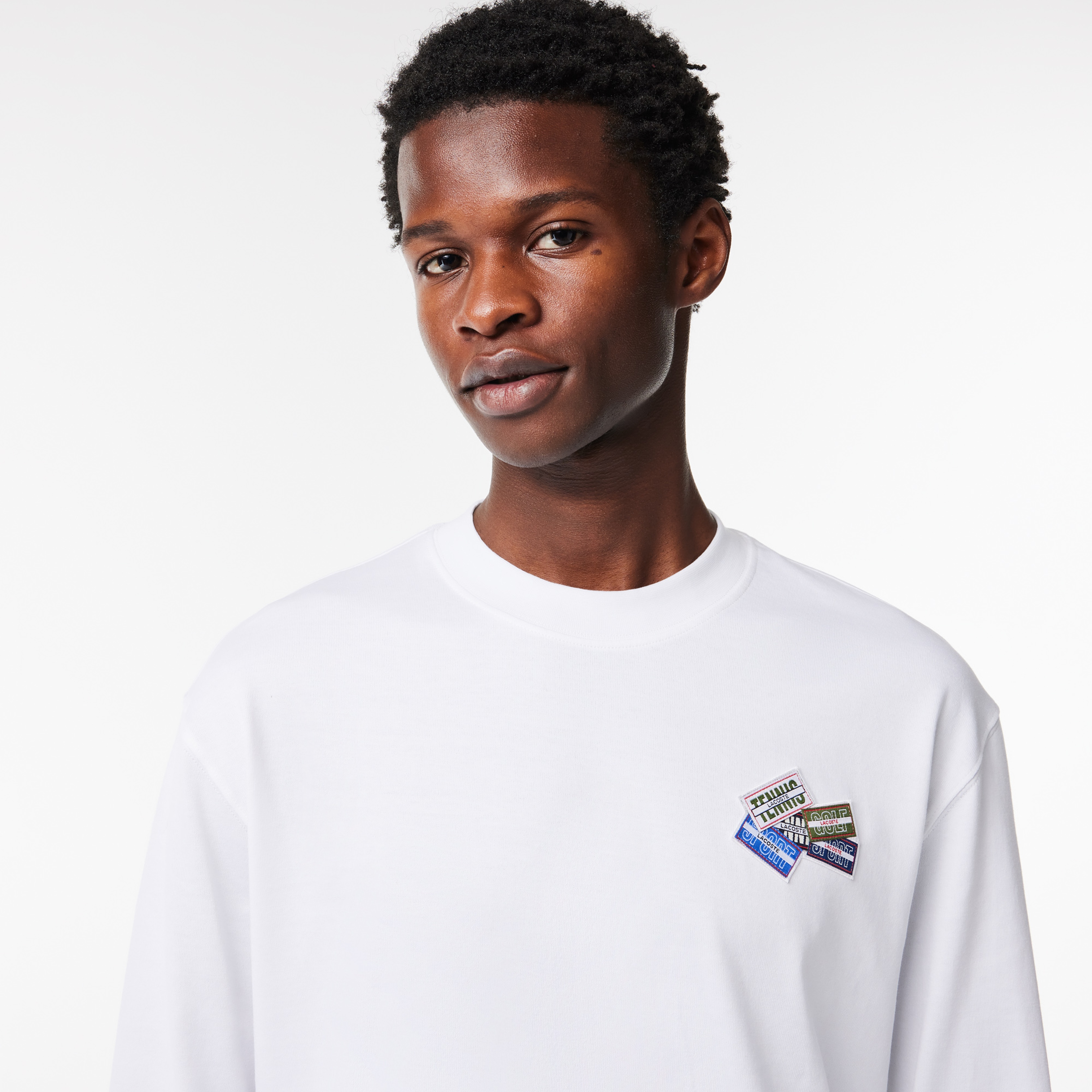 Erkek Relaxed Fit Uzun Kollu Bisiklet Yaka Baskılı Beyaz T-Shirt