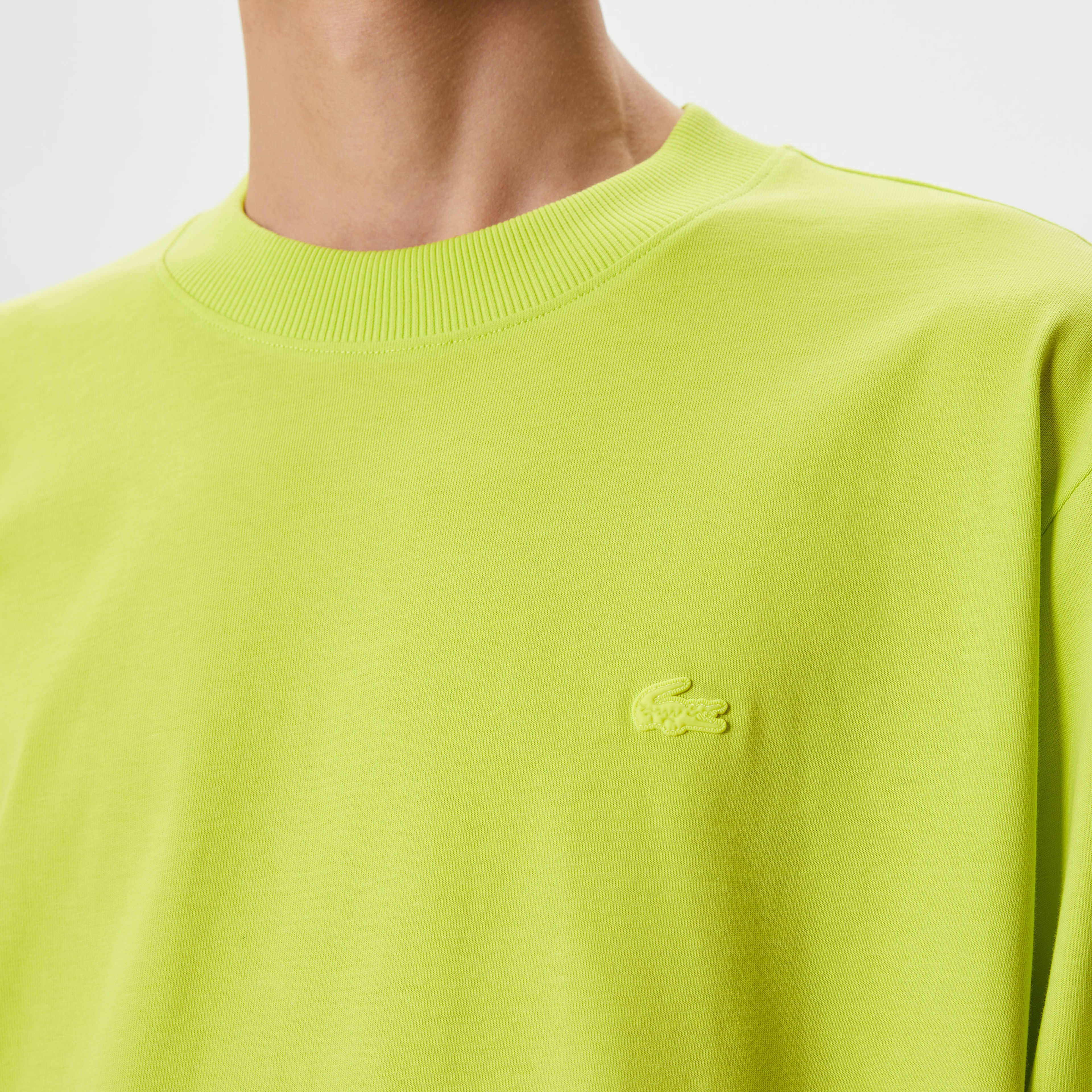 Erkek Relaxed Fit Uzun Kollu Bisiklet Yaka Baskılı Sarı T-Shirt