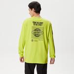 Erkek Relaxed Fit Uzun Kollu Bisiklet Yaka Baskılı Sarı T-Shirt