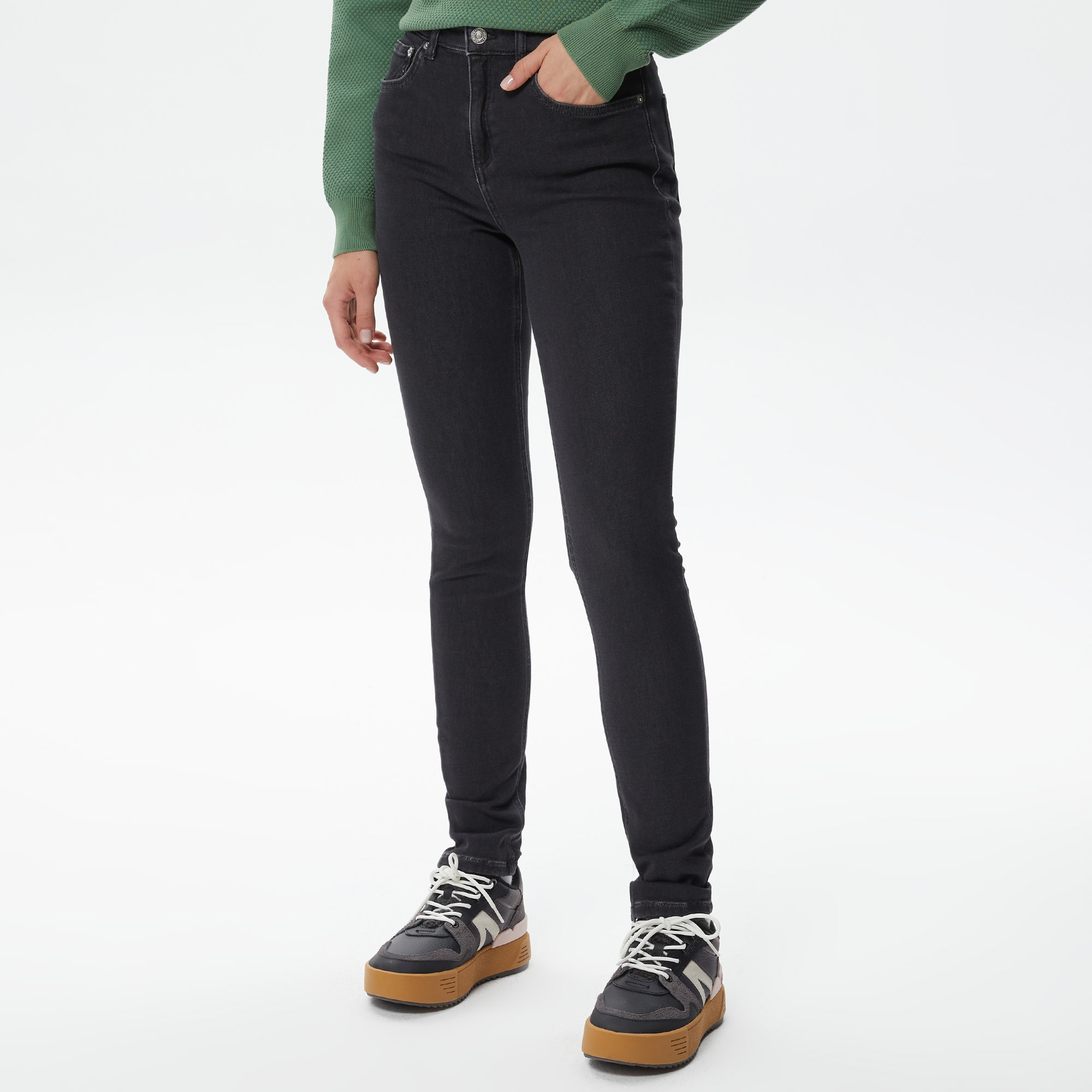 Kadın Skinny Fit Denim Açık Gri Pantolon