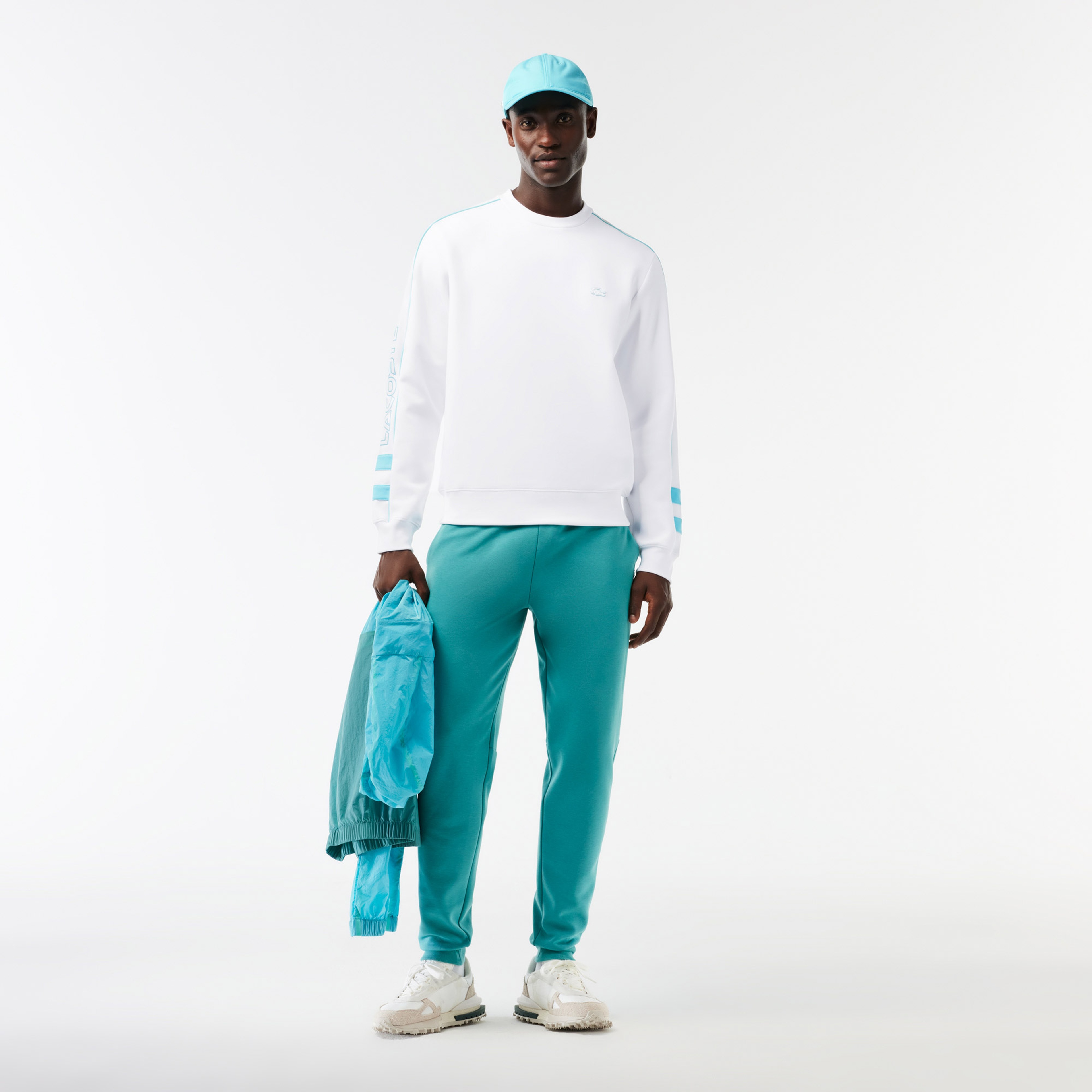 Erkek Classic Fit Bisiklet Yaka Baskılı Beyaz Sweatshirt