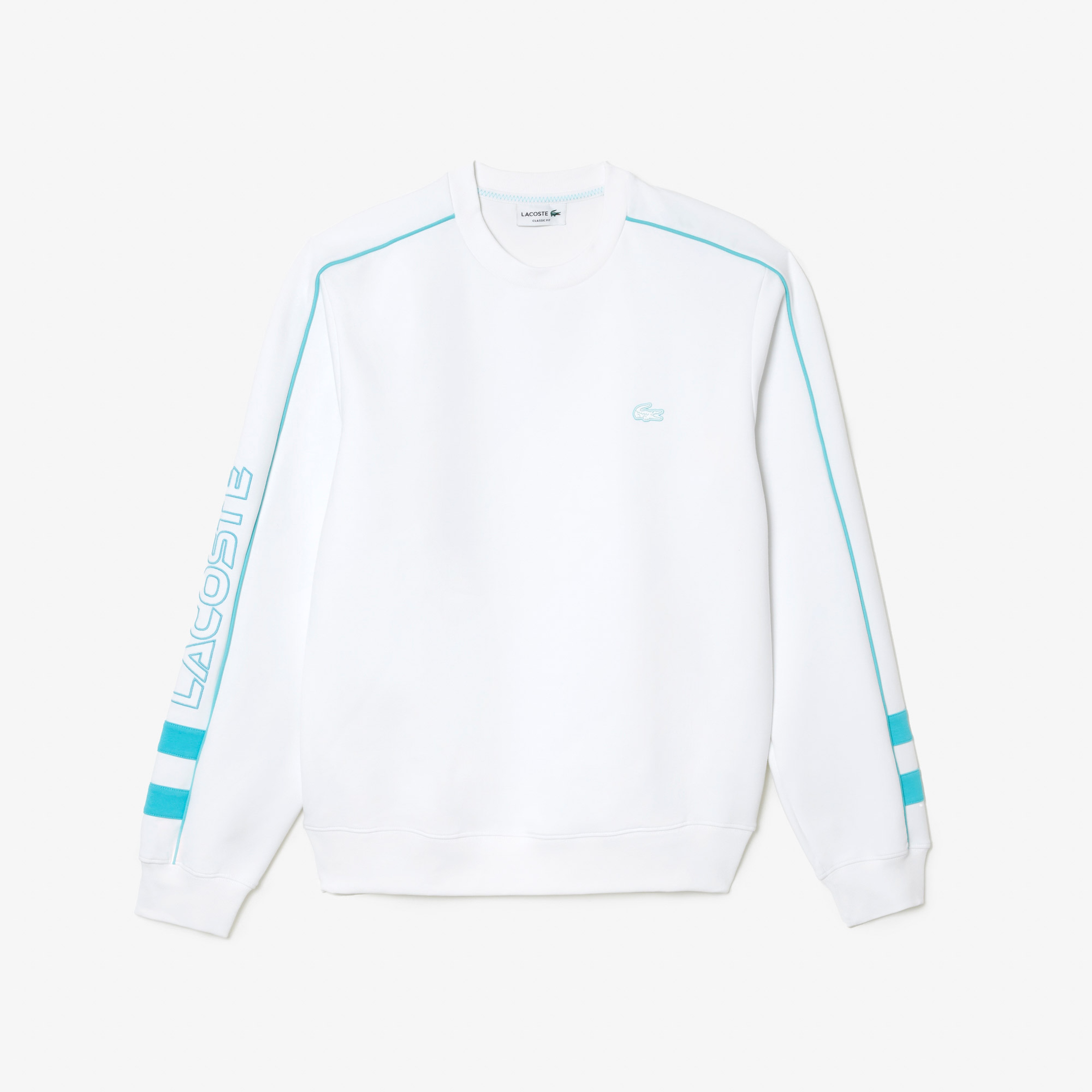 Erkek Classic Fit Bisiklet Yaka Baskılı Beyaz Sweatshirt