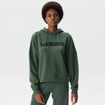 Kadın Crop Fit Kapüşonlu Baskılı Yeşil Sweatshirt
