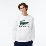 Erkek Classic Fit Bisiklet Yaka Baskılı Beyaz Sweatshirt