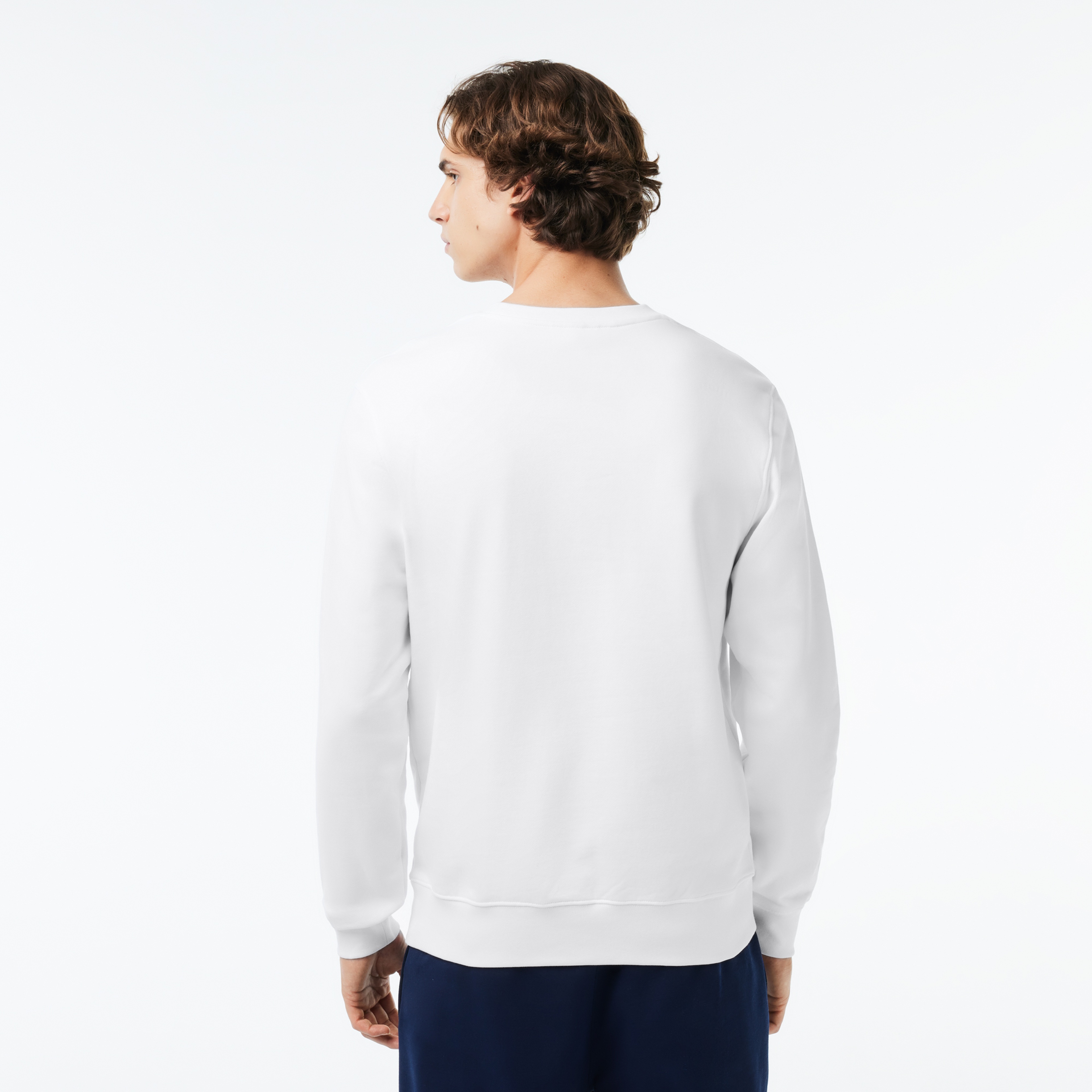 Erkek Classic Fit Bisiklet Yaka Baskılı Beyaz Sweatshirt