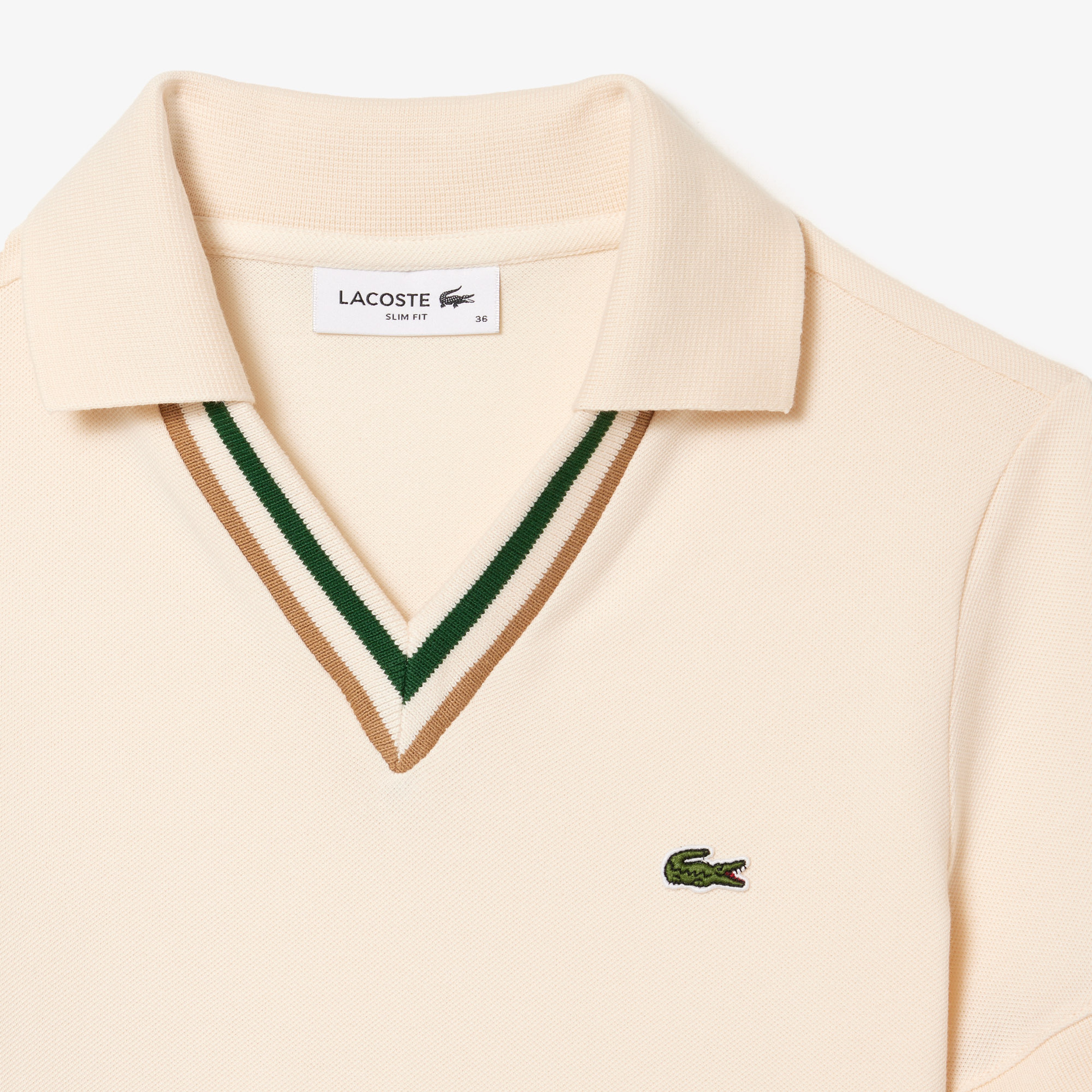 Kadın Slim Fit V Yaka Beyaz Polo