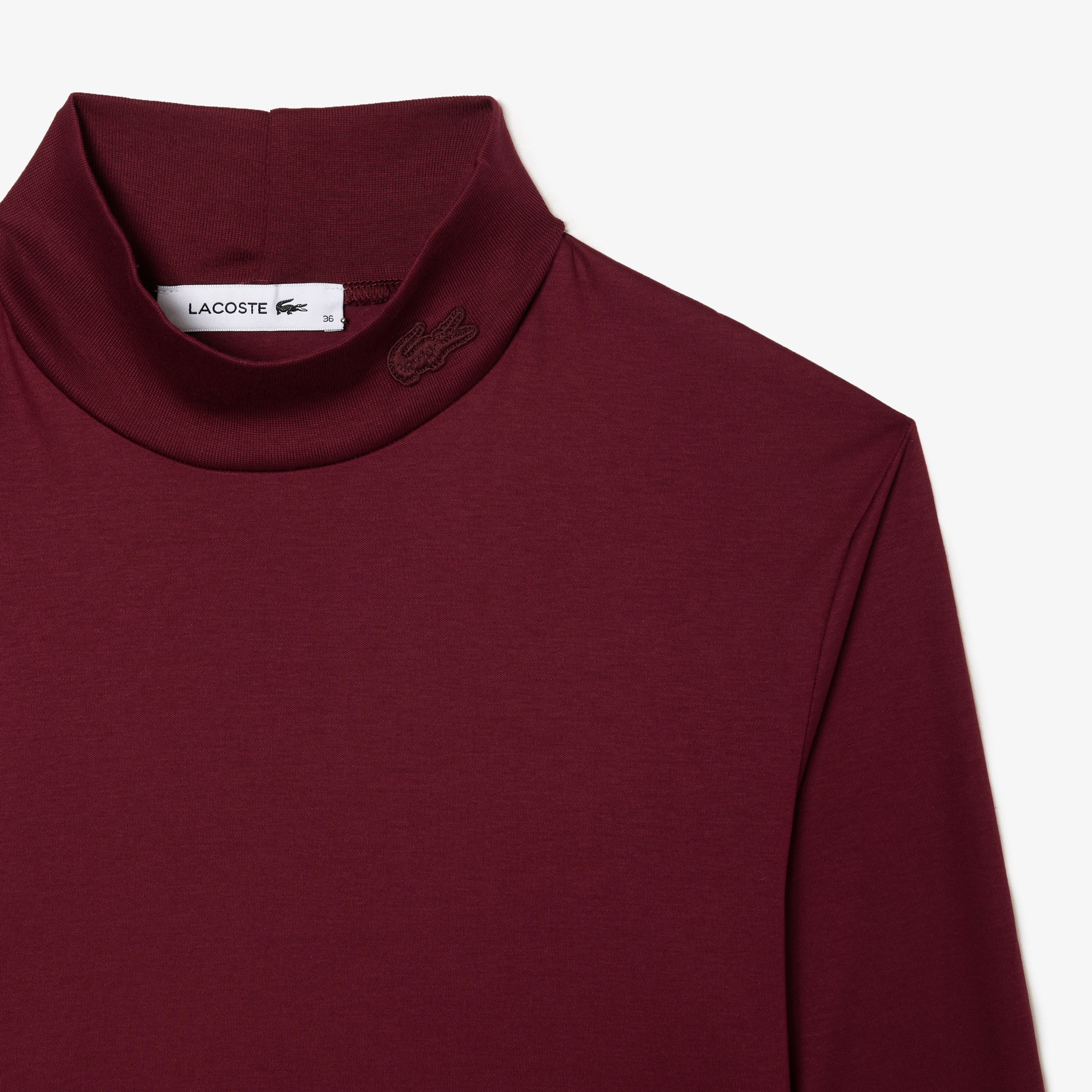 Kadın Slim Fit Uzun Kollu Dik Yaka Bordo T-Shirt